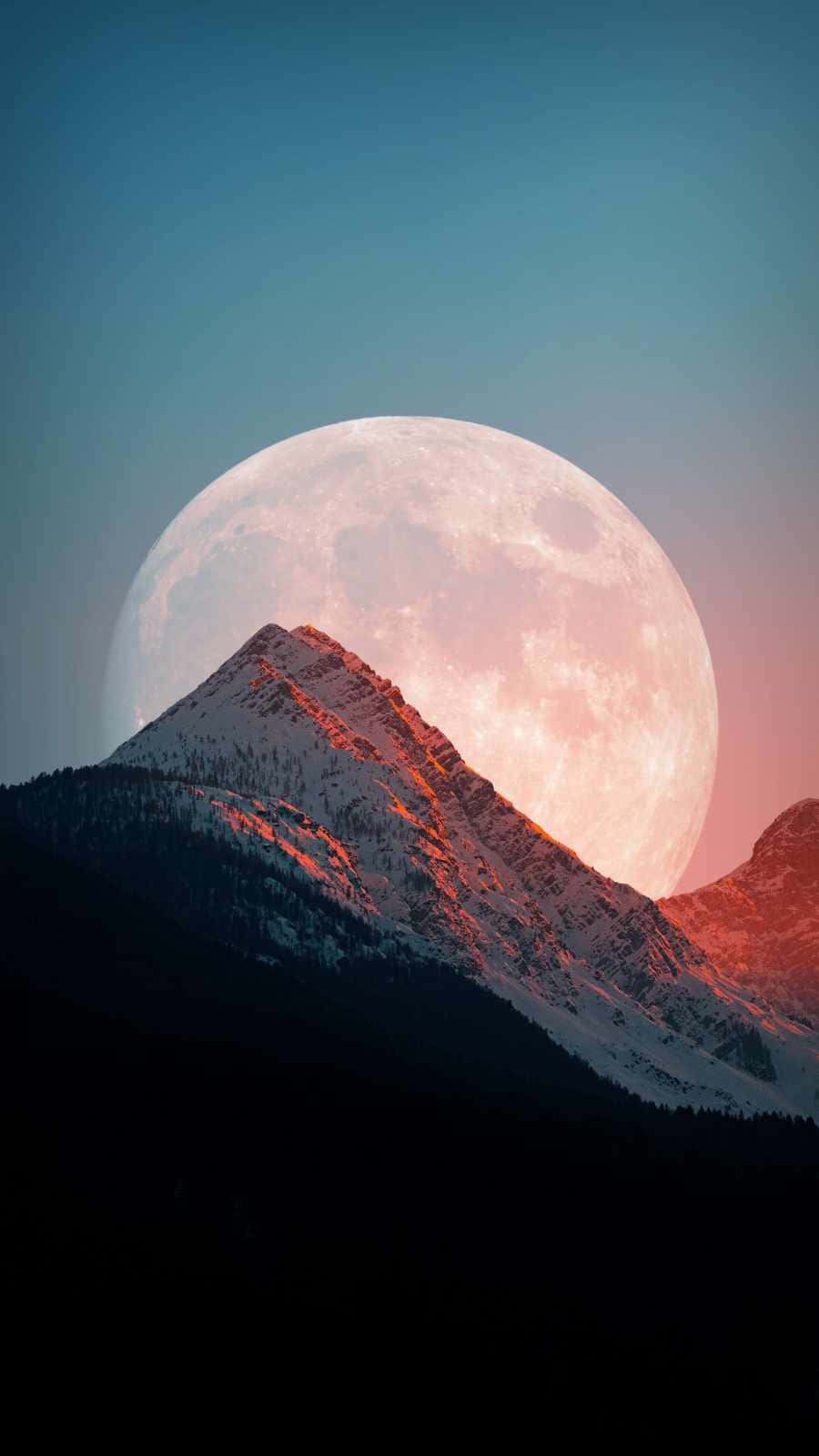 Cool Moon Over Mountains Background