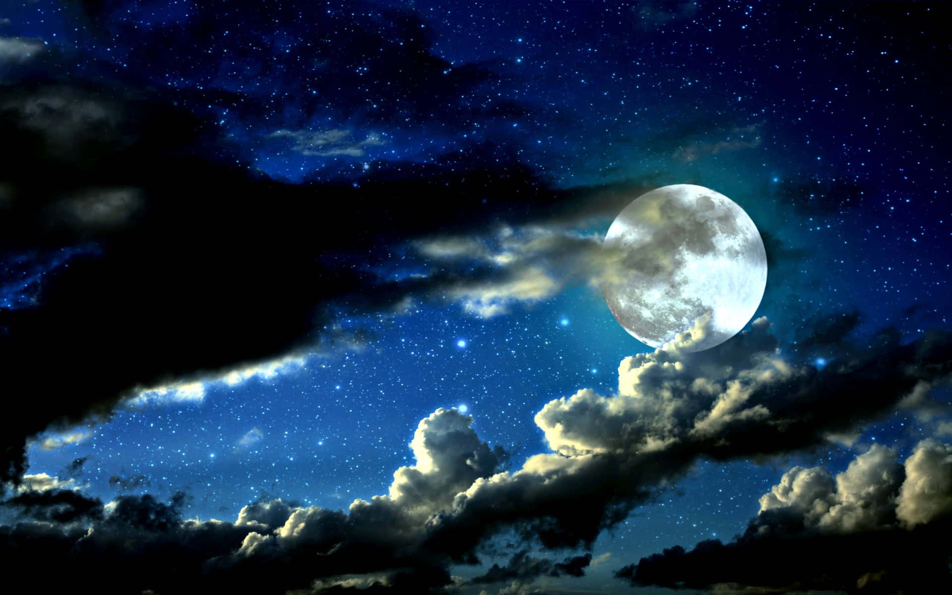 Cool Moon With Clouds Background