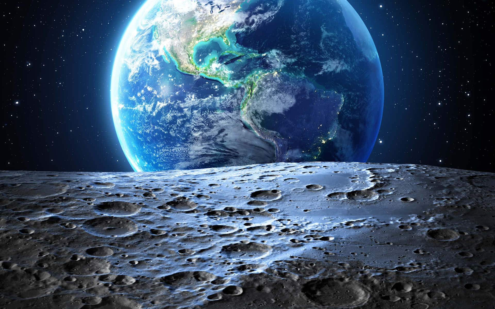 Cool Moon With Earth Background