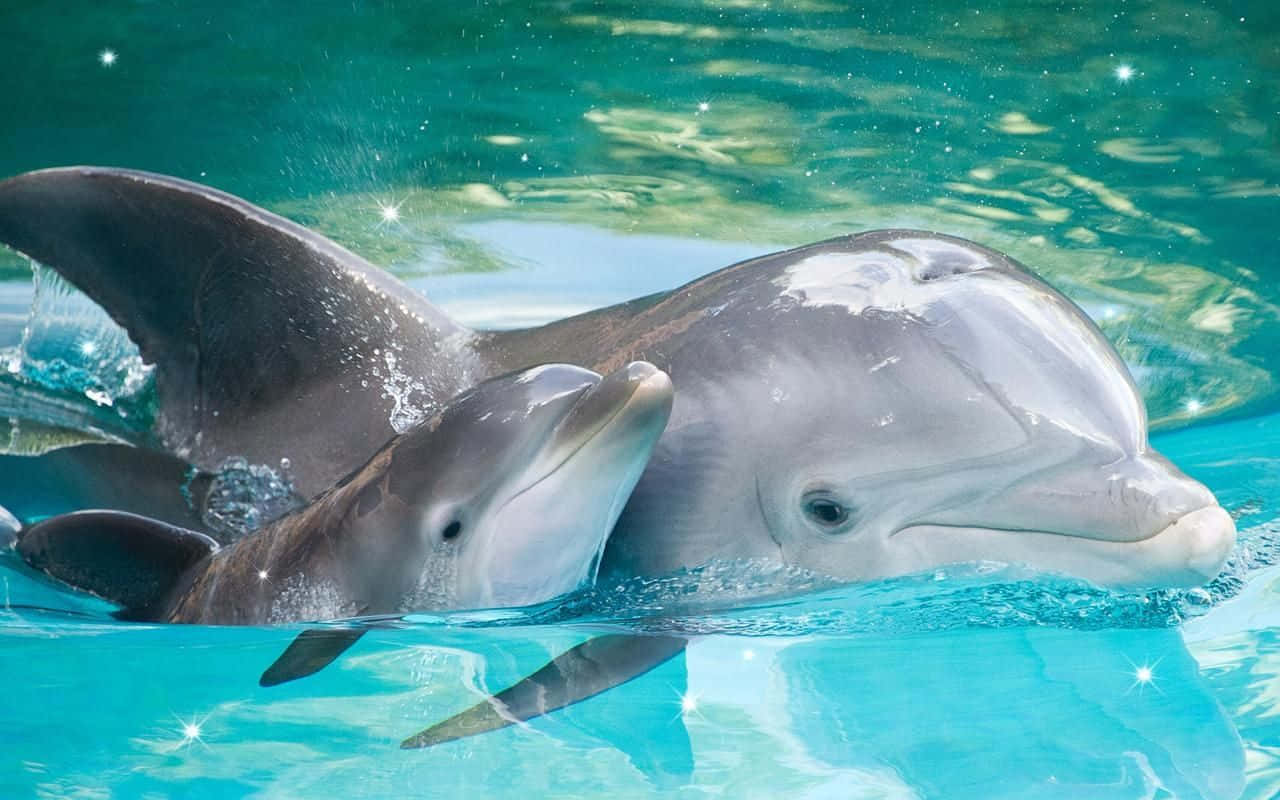 Cool Mother Baby Dolphin Background