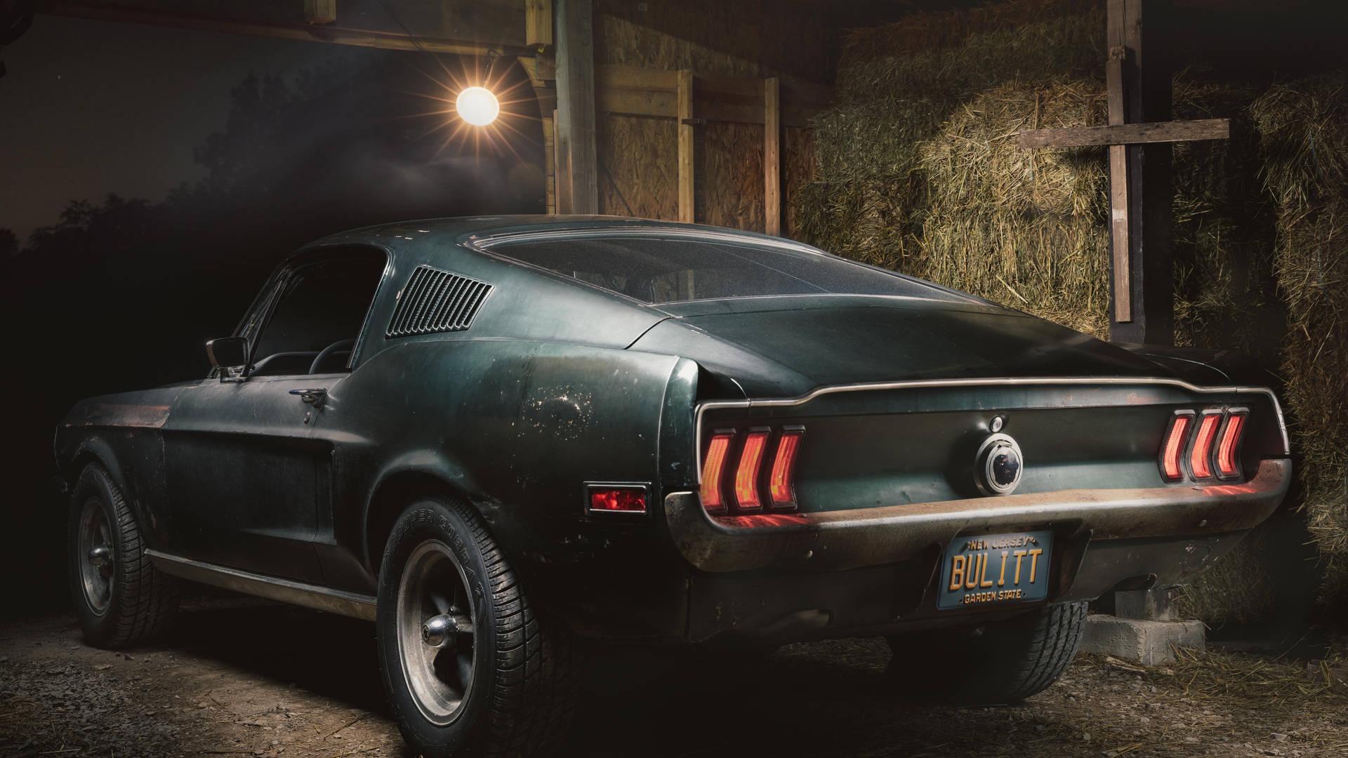 Cool Mustang Inside Old Garage Background