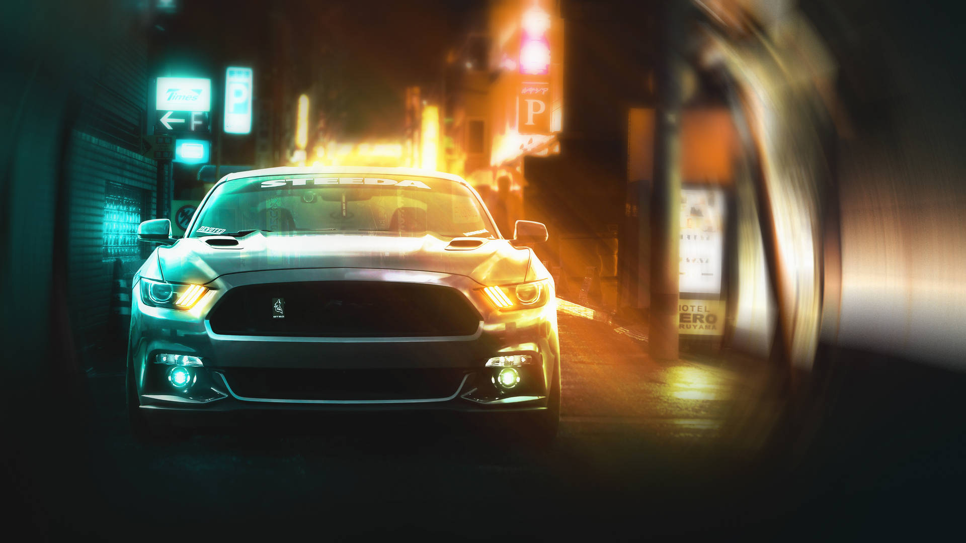 Cool Mustang Neon Signs Background