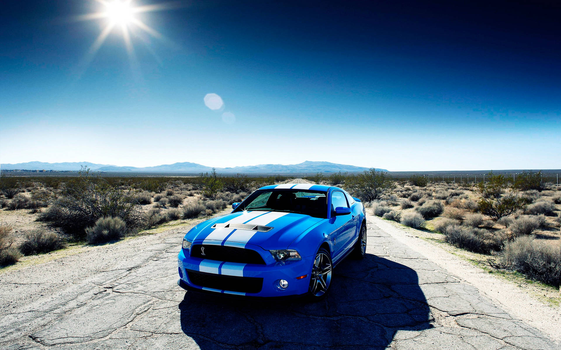 Cool Mustang On Cracked Road Background