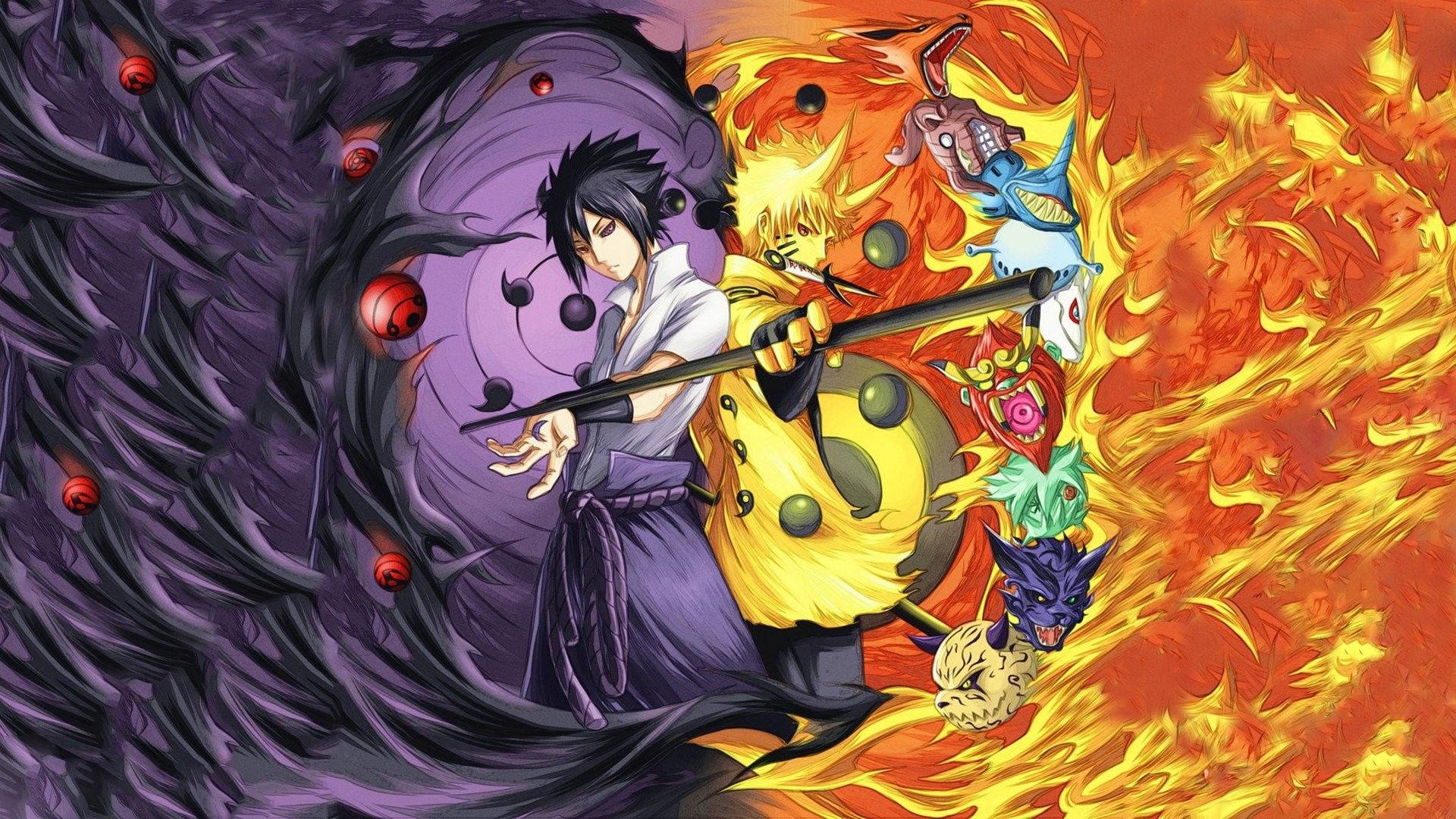 Cool Naruto And Sasuke Art Background