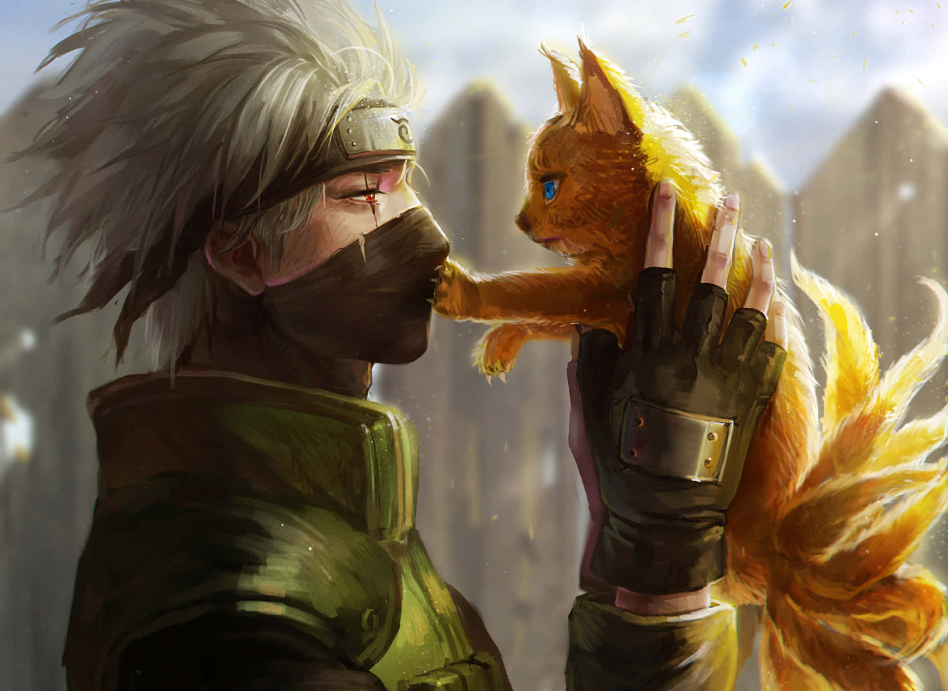 Cool Naruto Desktop Kakashi With Cat Background