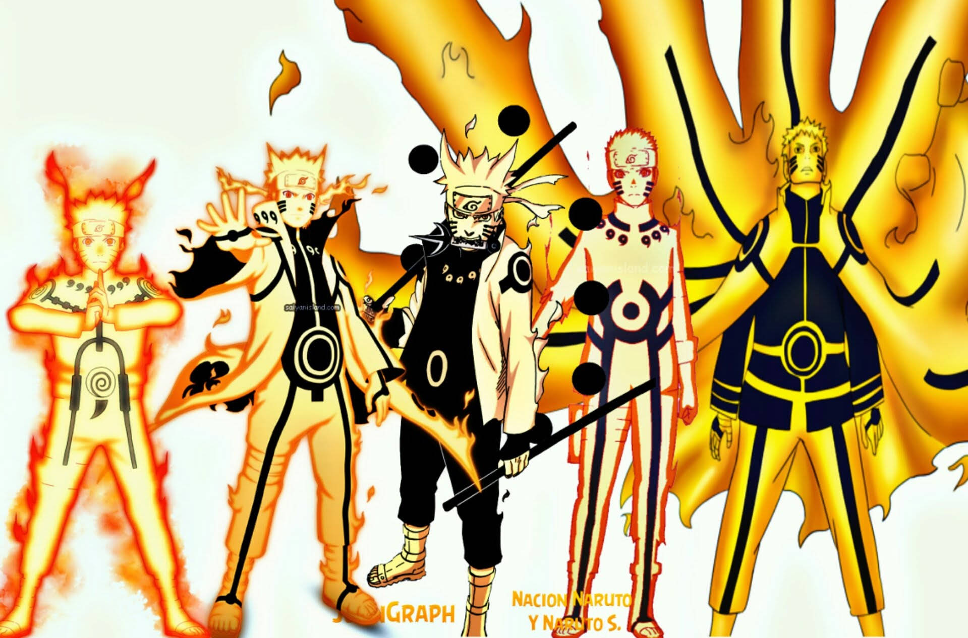Cool Naruto Kurama Chakra Forms Background