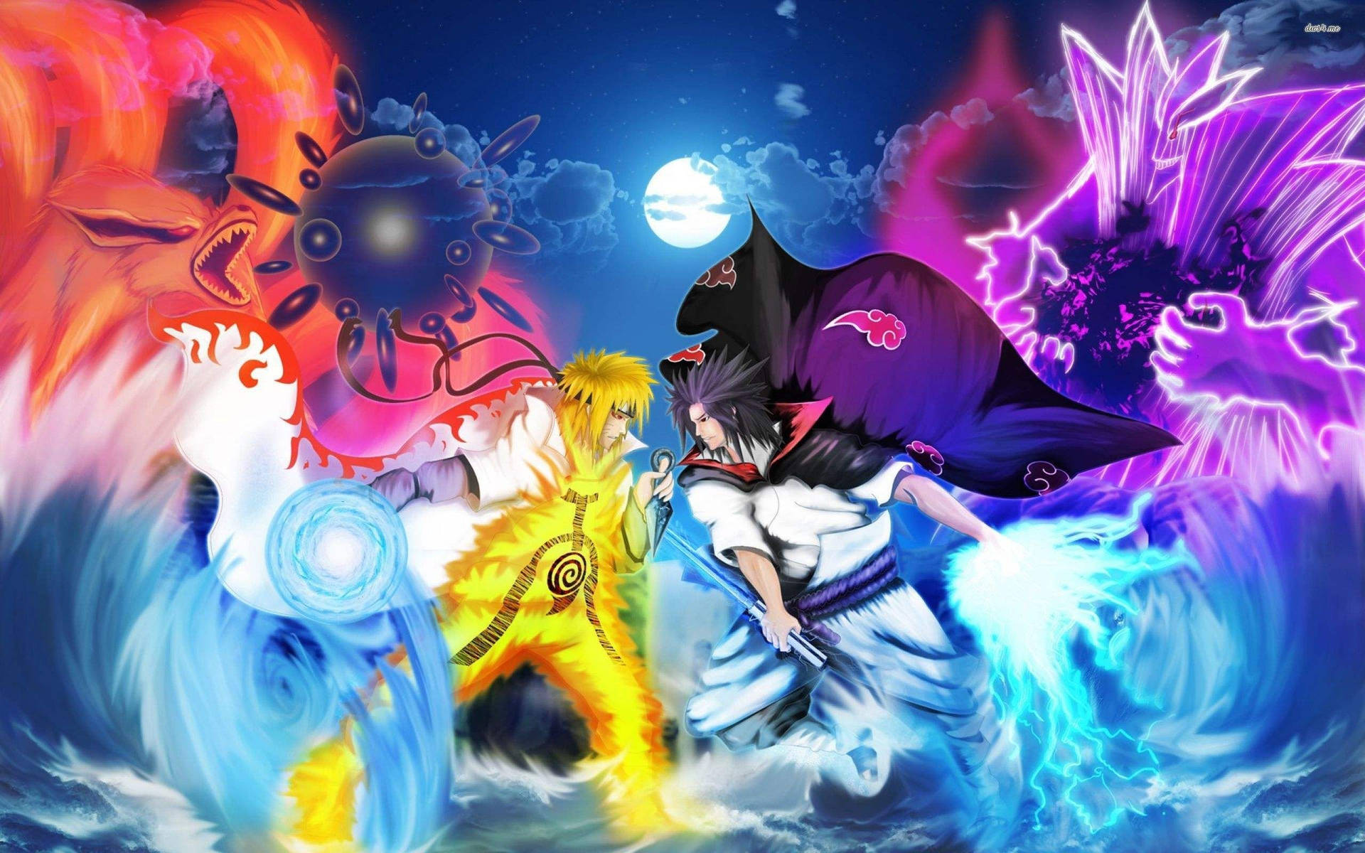 Cool Naruto Versus Sasuke Background