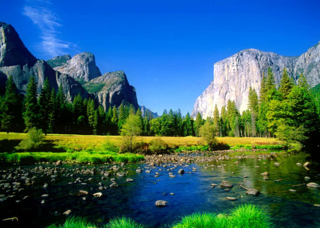 Cool Nature Clear Sky Lake Mountains Background