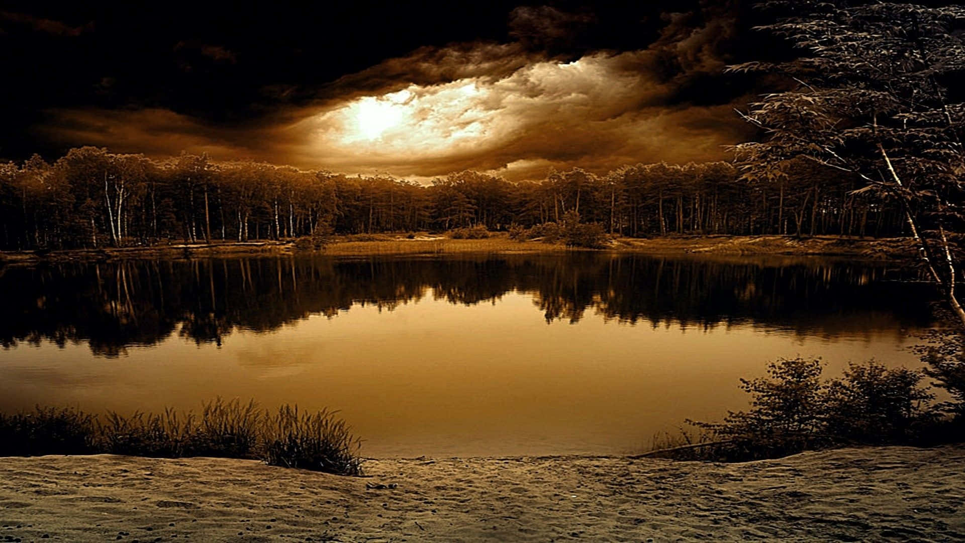Cool Nature Sunset Clouds Lake