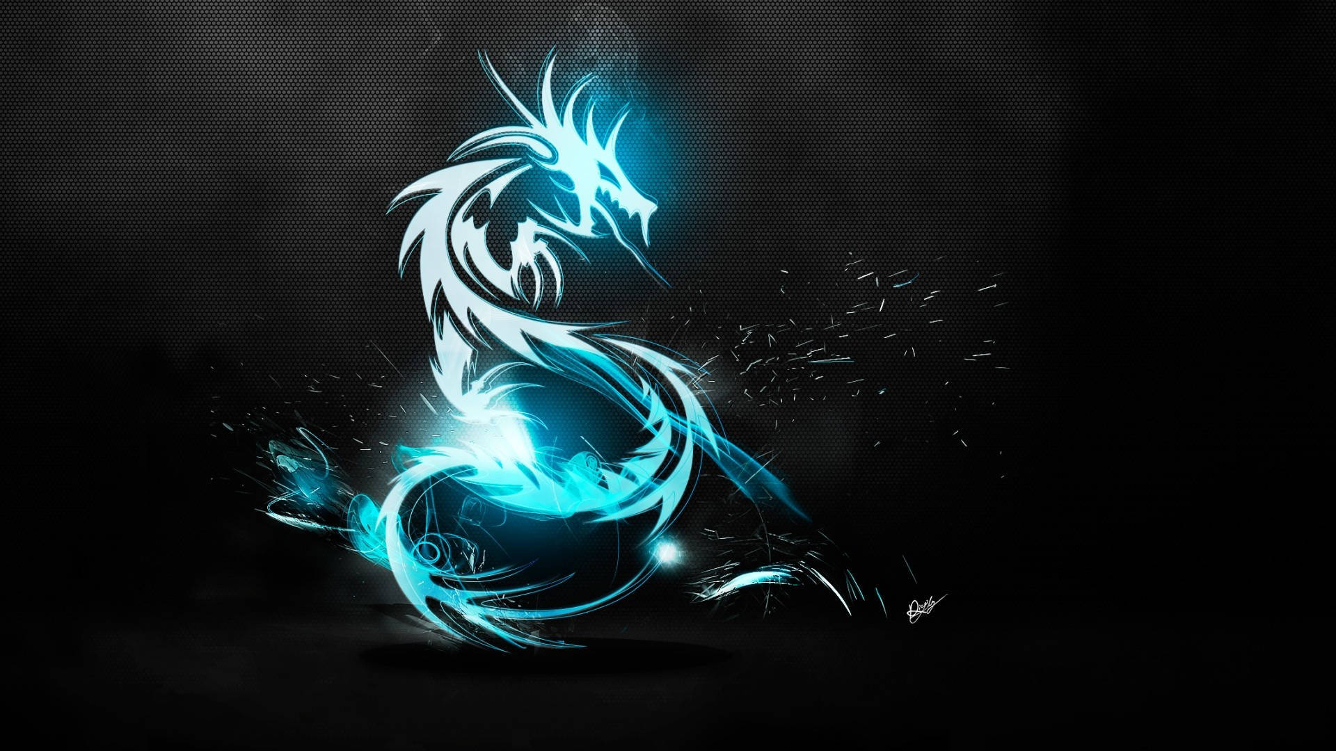 Cool Neon Blue Dragon Background