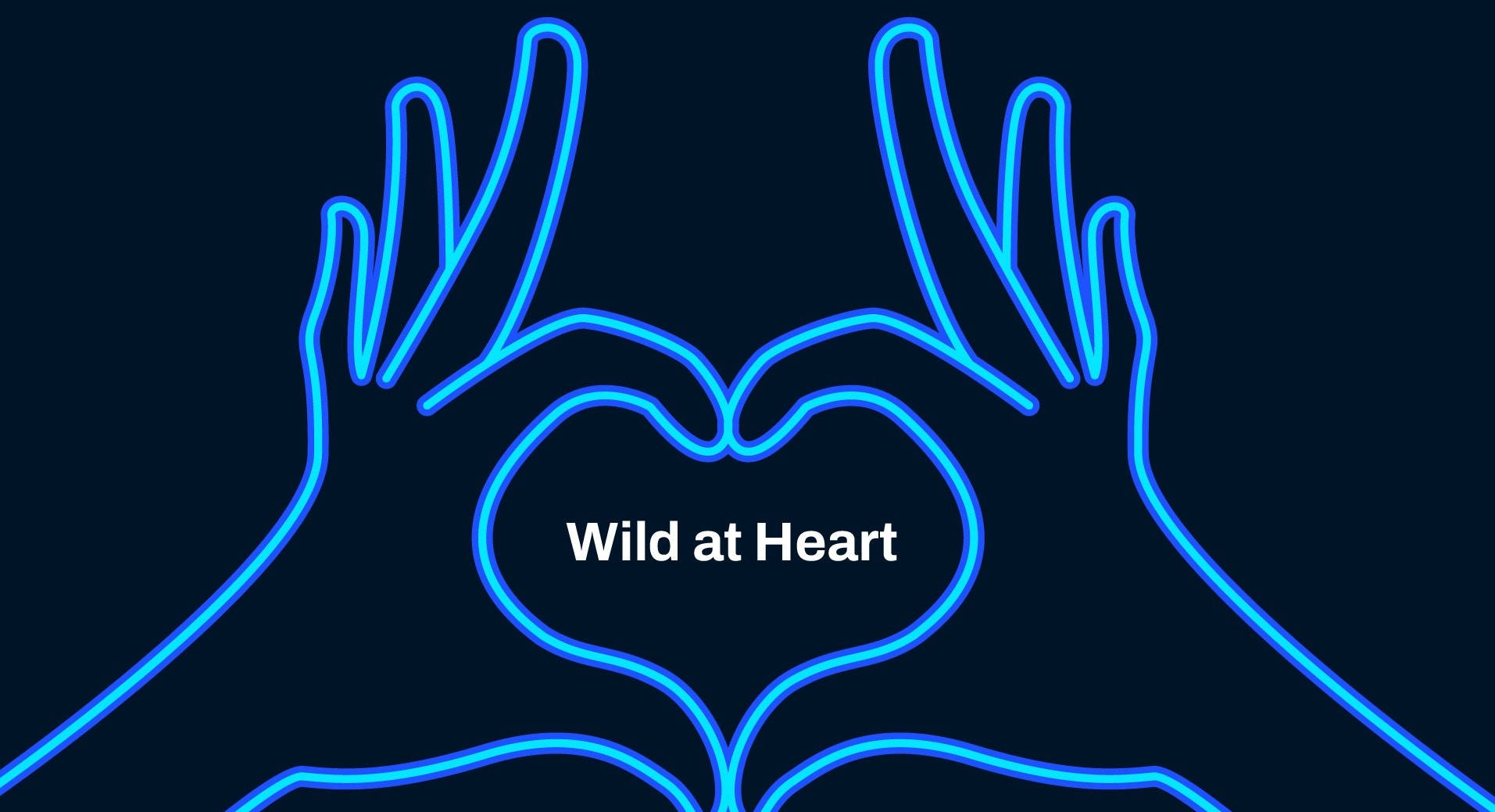 Cool Neon Blue Heart Background