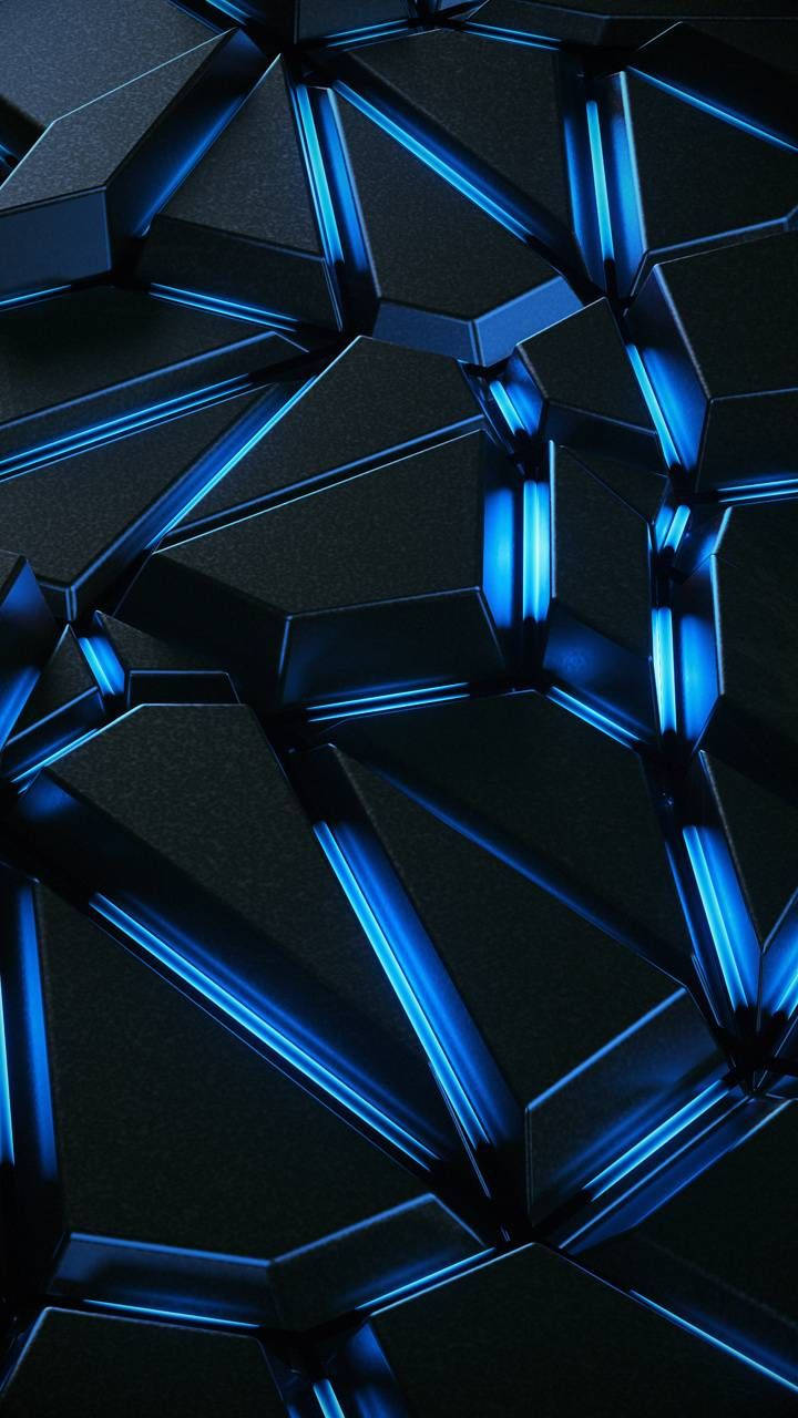 Cool Neon Blue Lines Creating Different Shapes Background