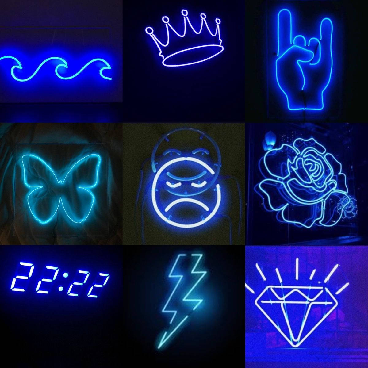 Cool Neon Blue Shapes And Designs Background