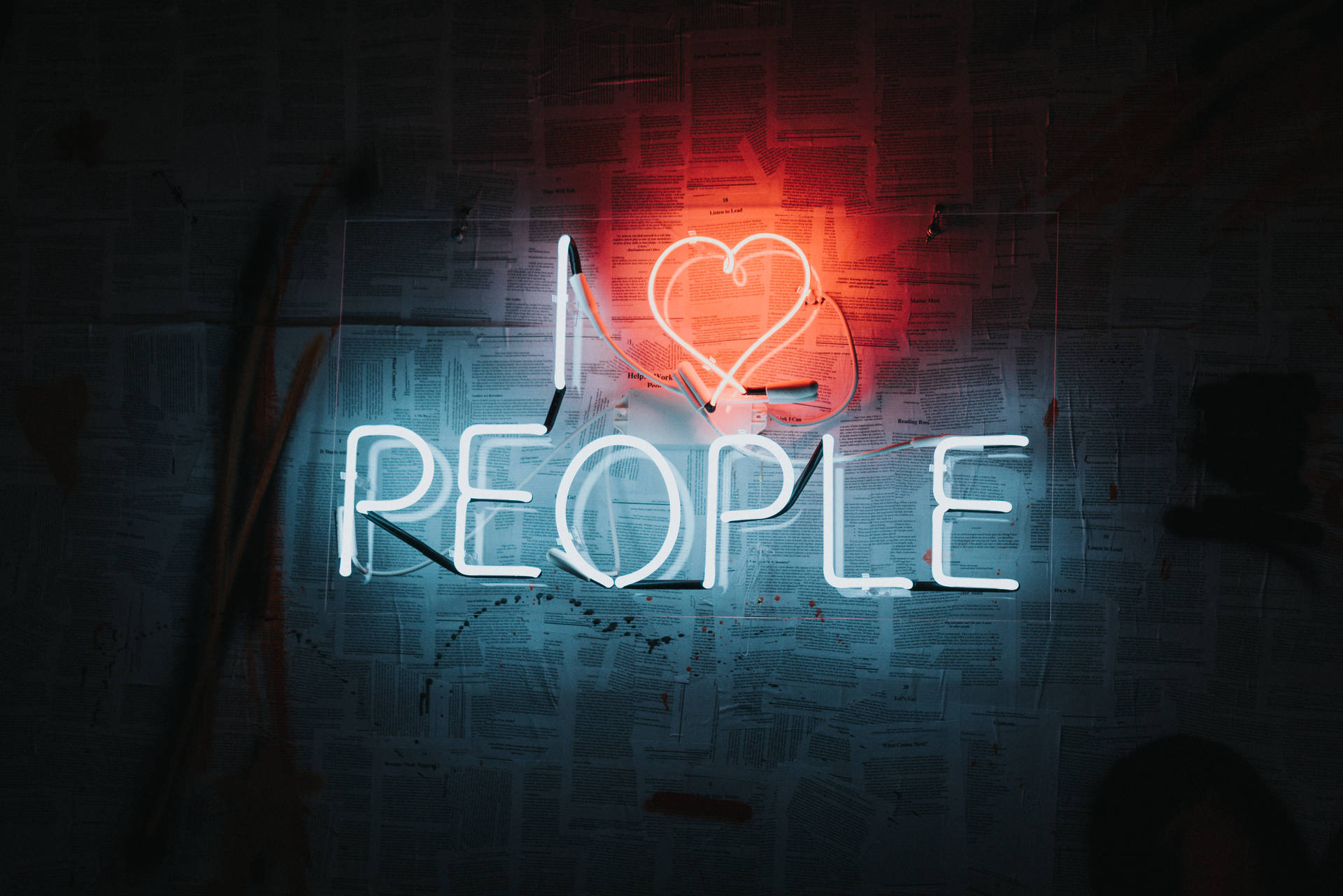 Cool Neon I Love People Lights Background