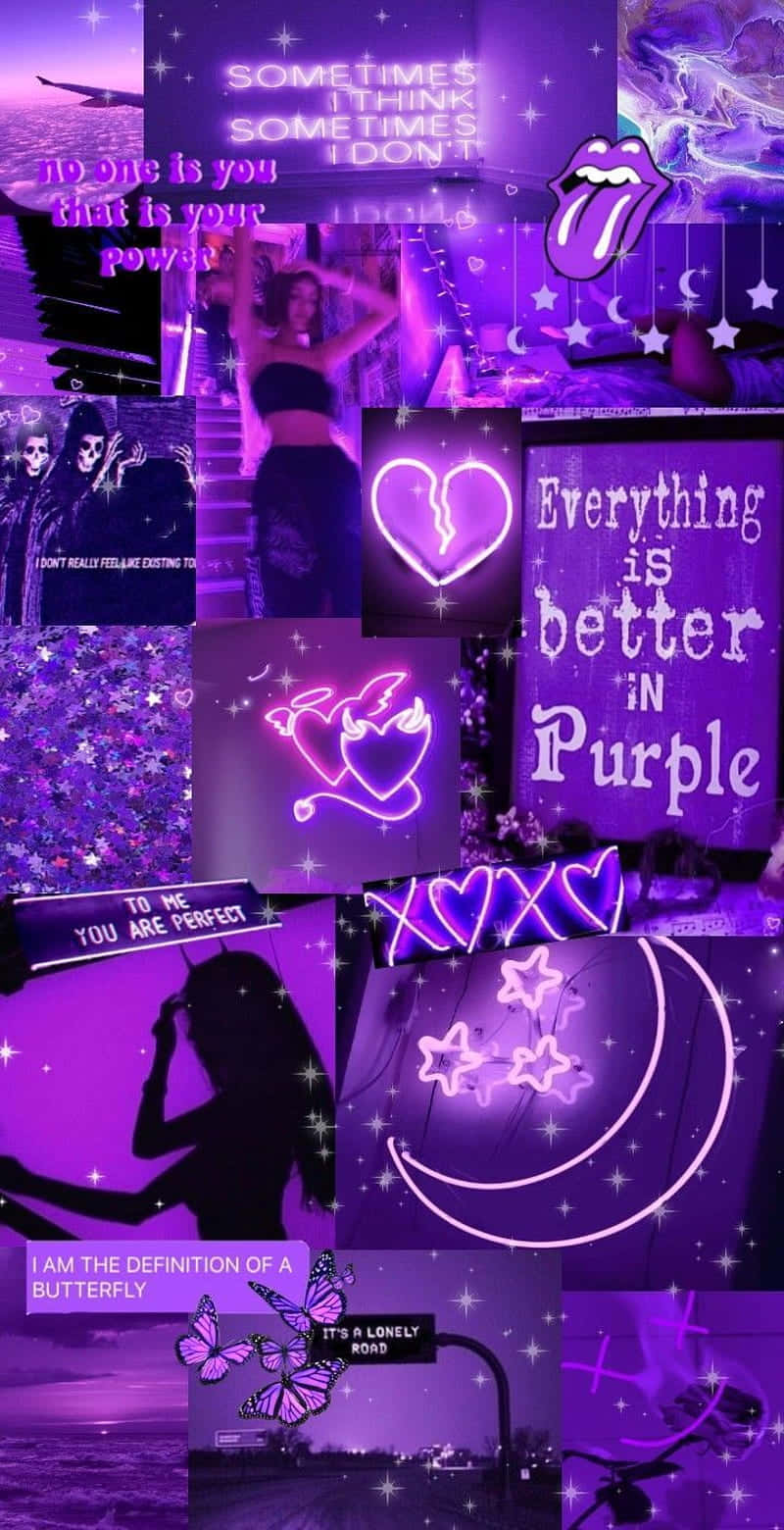 Cool Neon Purple Collage Background