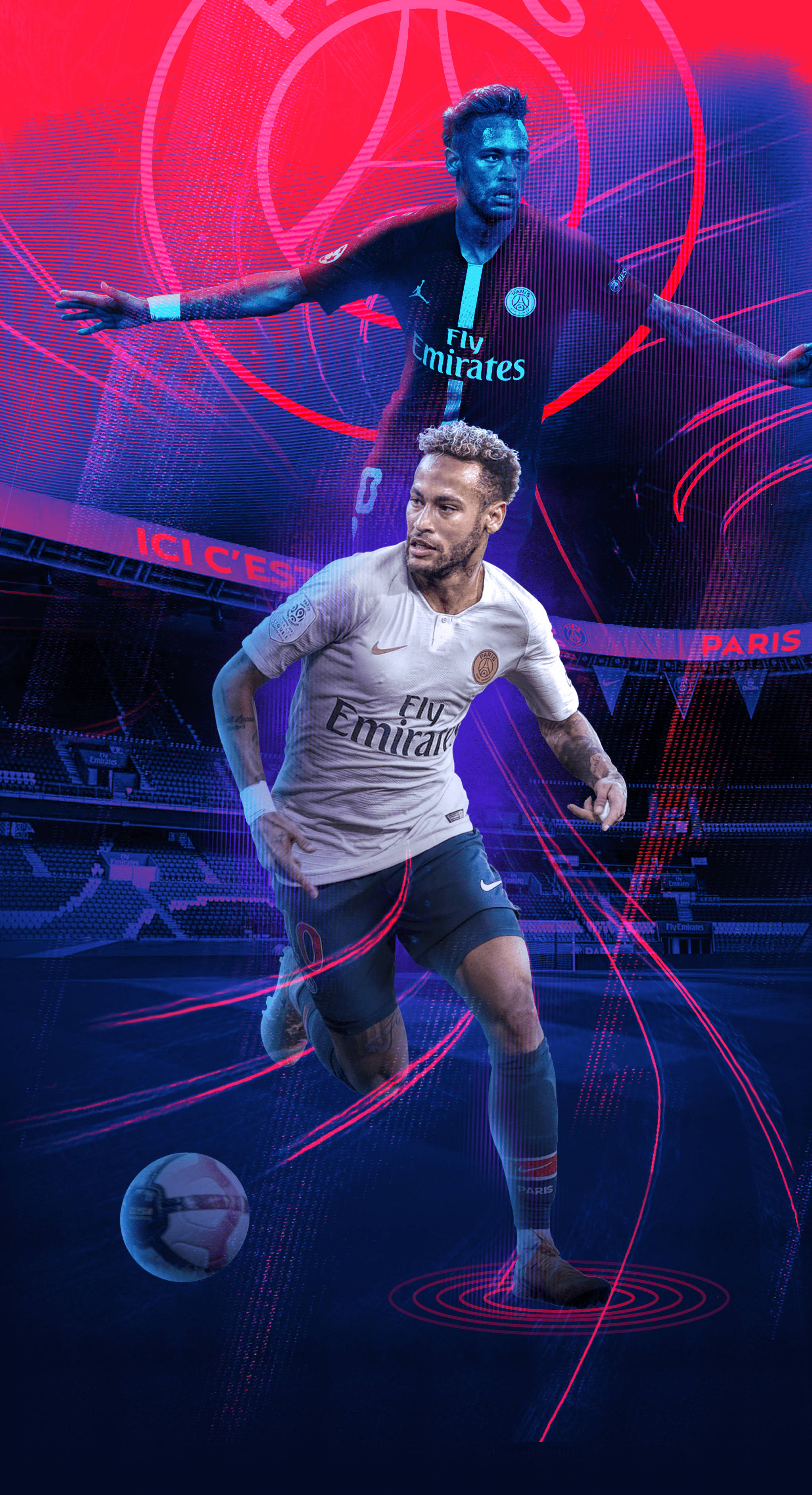 Cool Neymar Jr Red And Purple Background