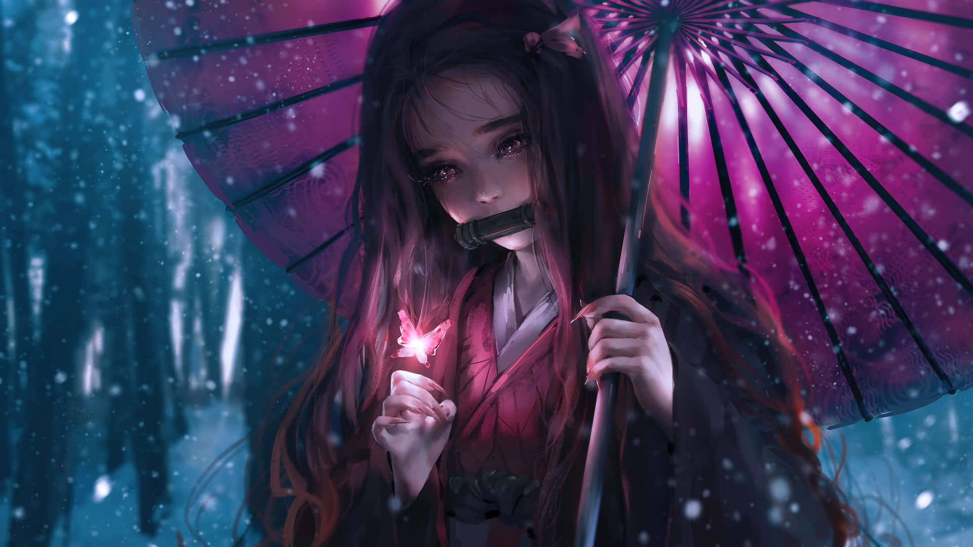 Cool Nezuko Bracing For Her Battle Background