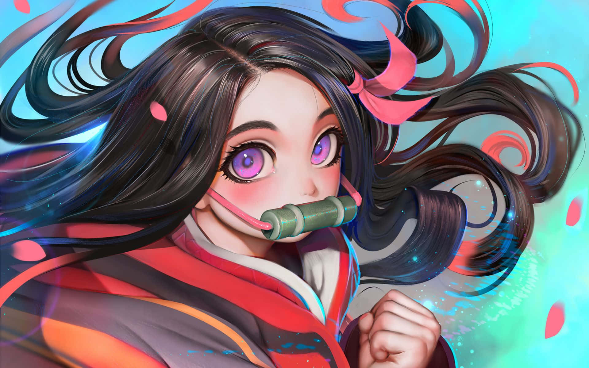 Cool Nezuko Looking As Fierce As Ever. Background