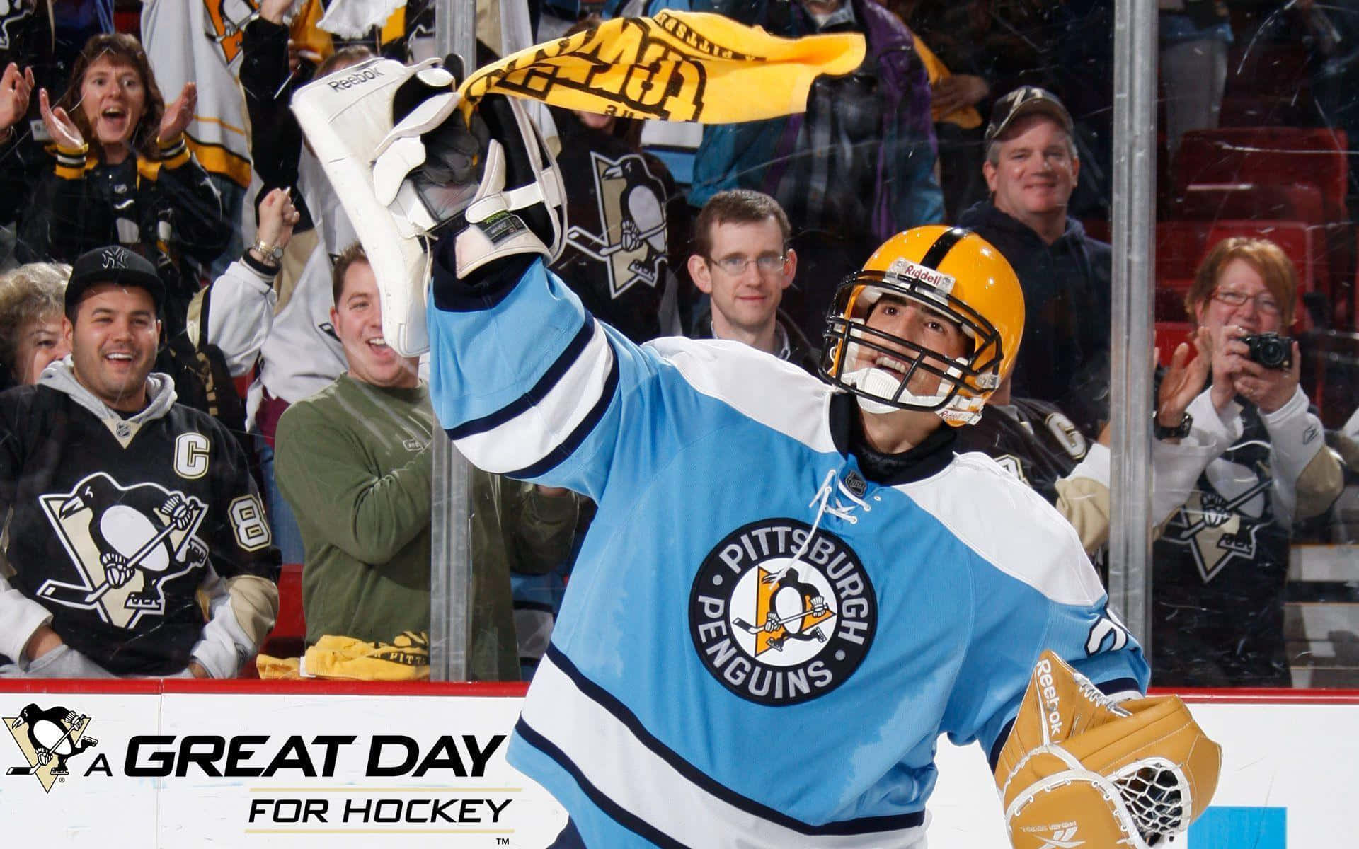Cool Nhl Hockey Player Yellow Flag Background