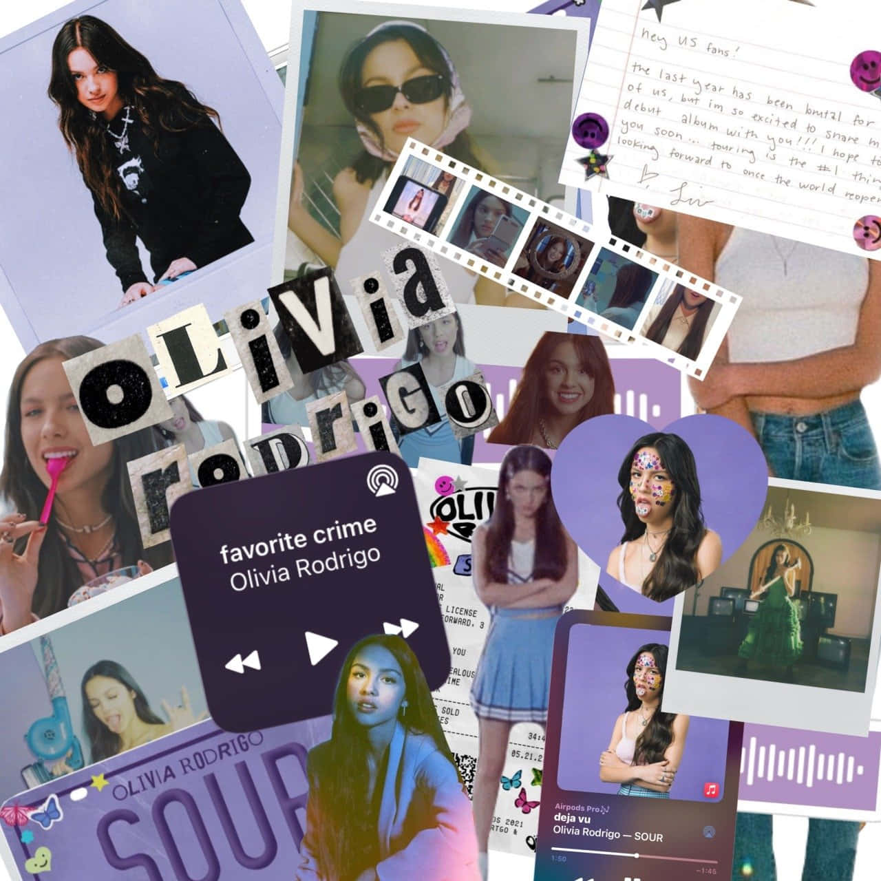 Cool Olivia Rodrigo Aesthetic Collage Background