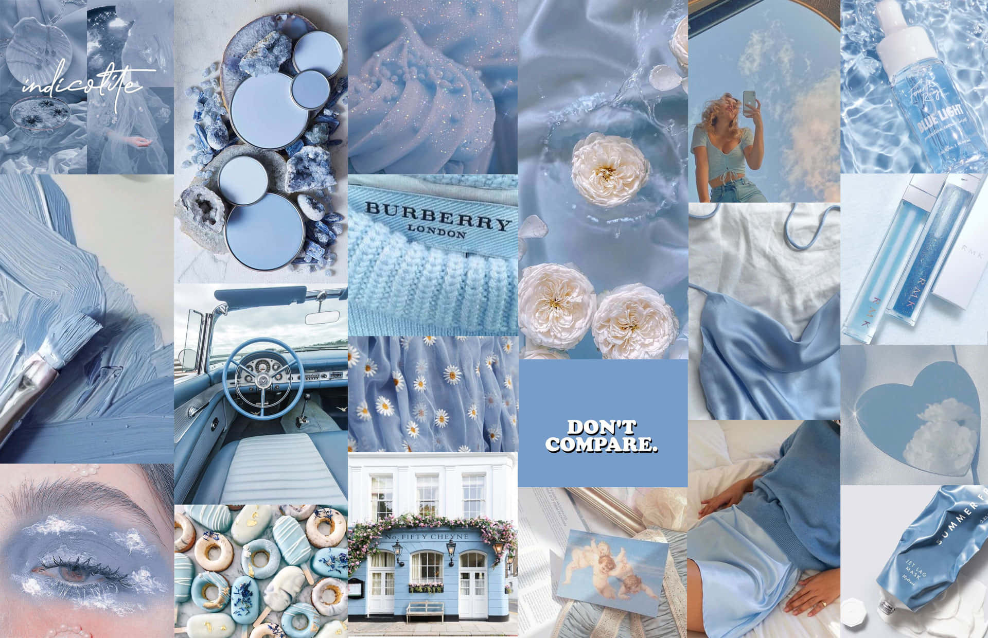 Cool Pastel Blue Collage Background
