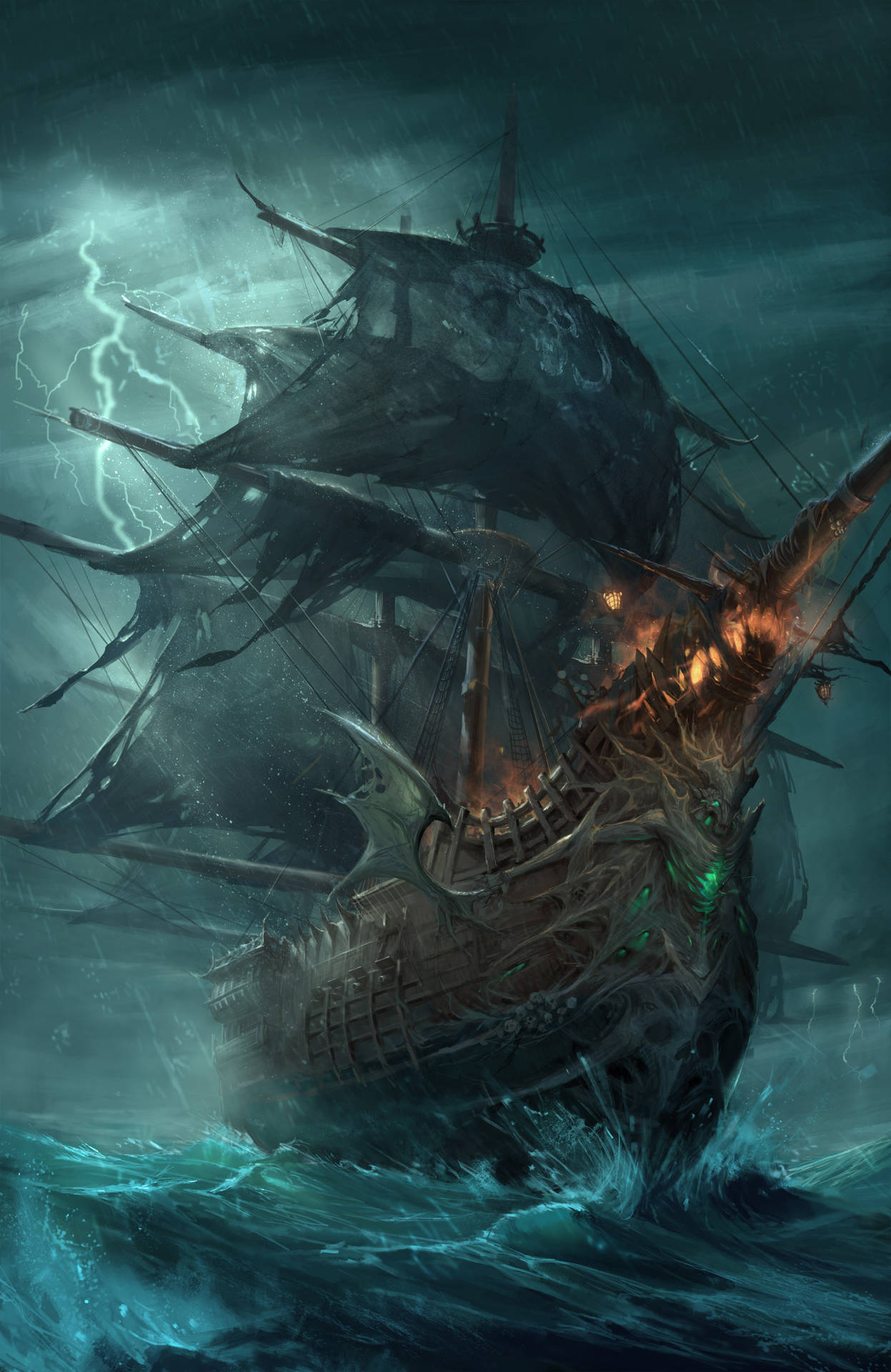 Cool Pirate Ghost Ship Background
