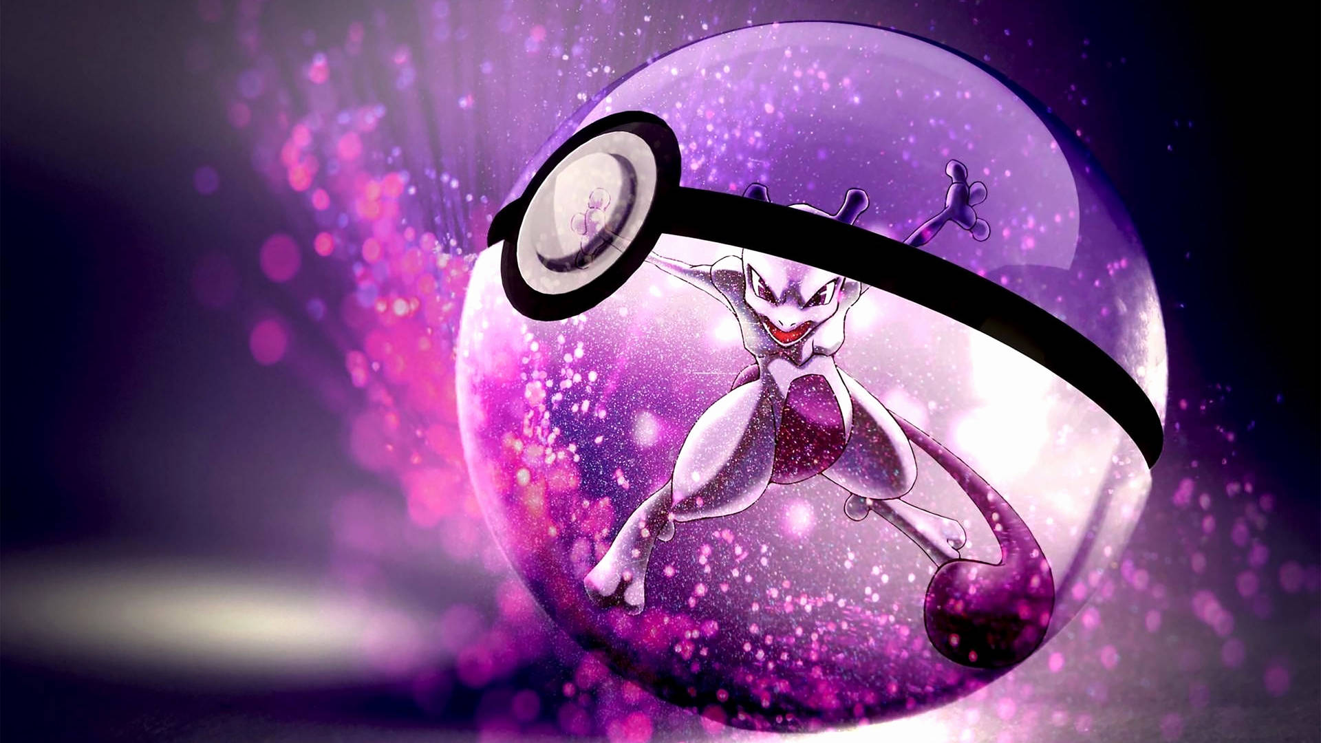 Cool Pokemon Purple Pokeball Mewtwo Background