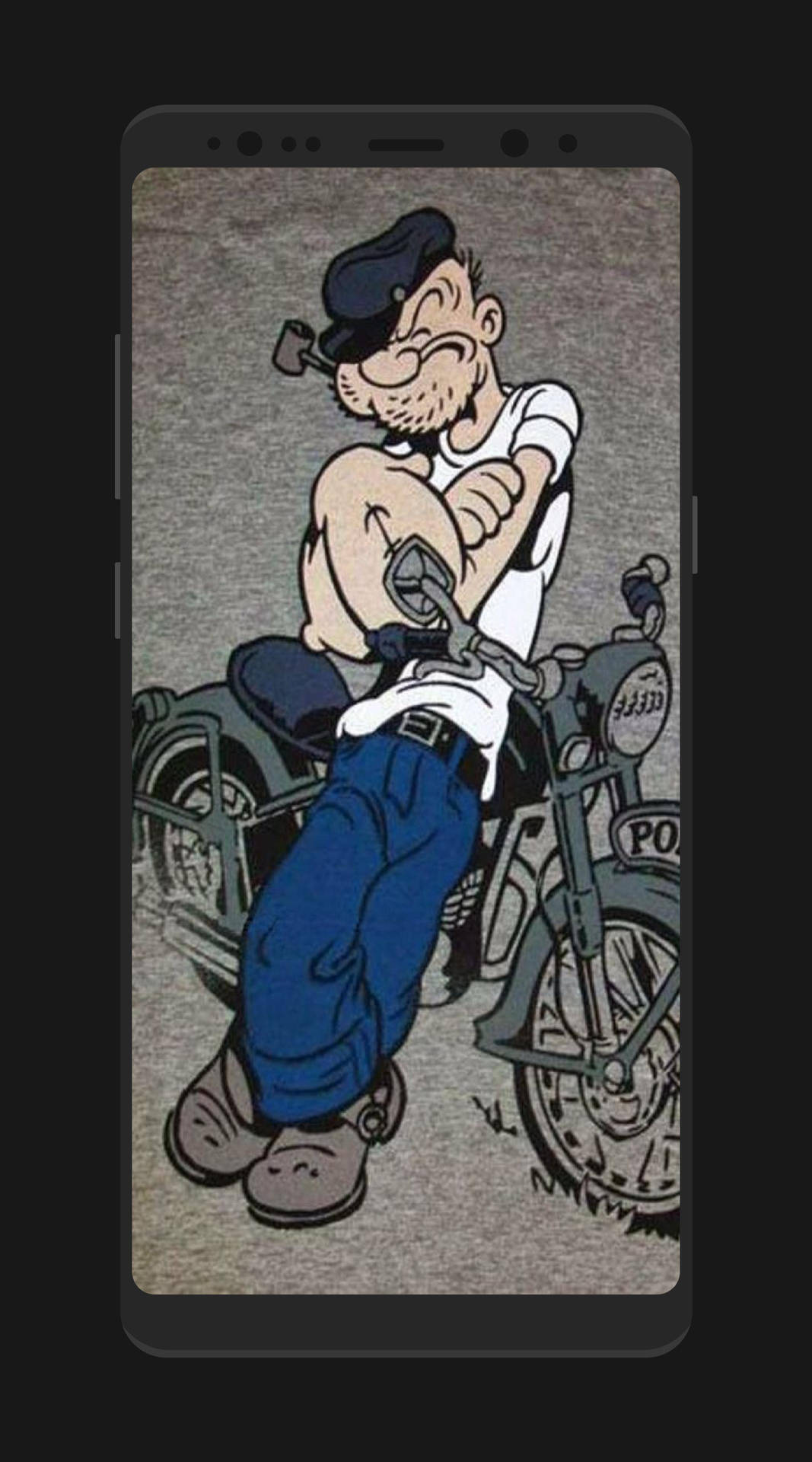 Cool Popeye With Motorcycle Background