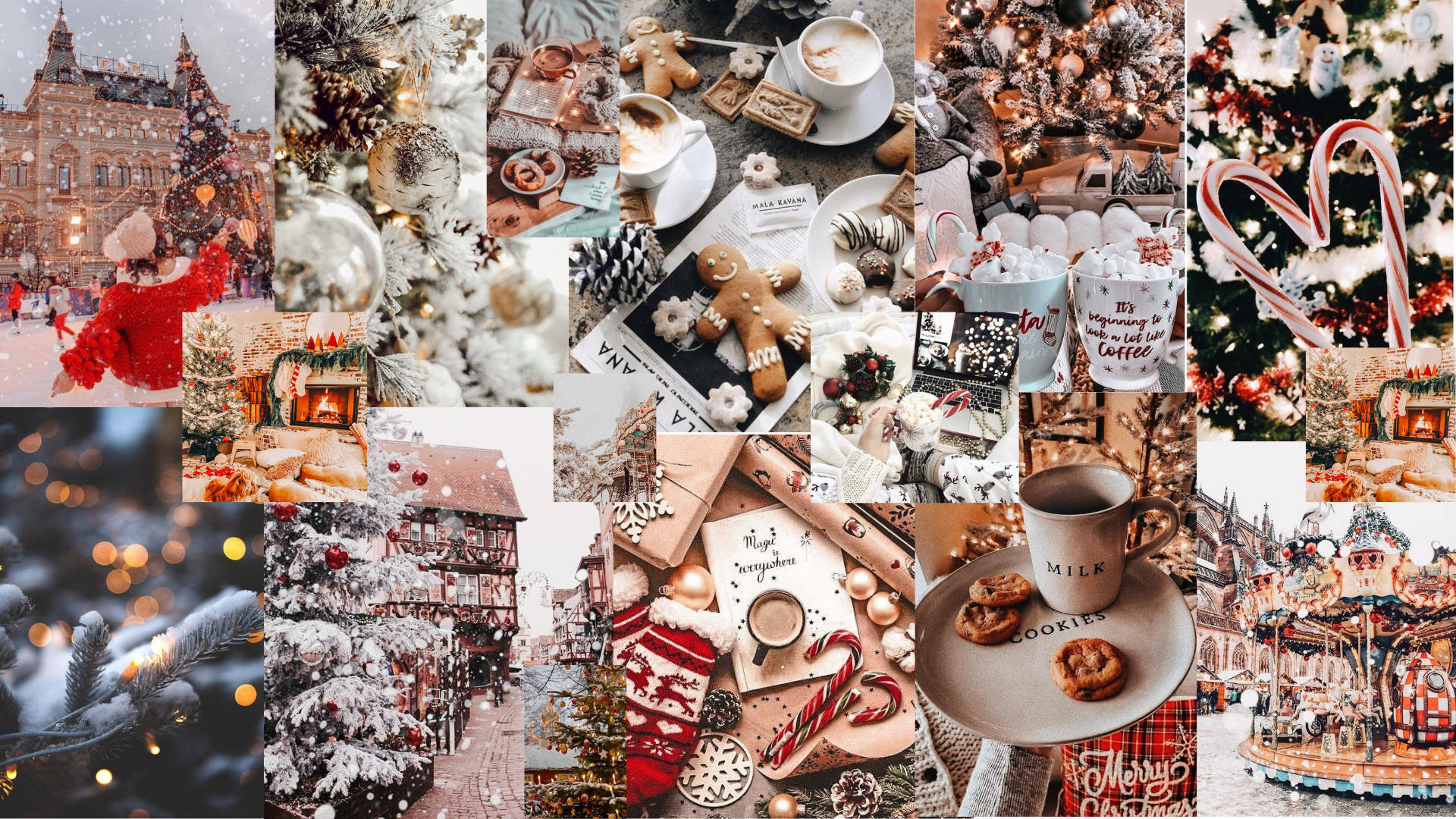 Cool Preppy Christmas Collage Background