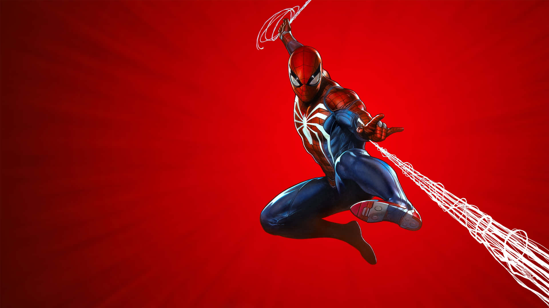 Cool Ps4 Game Character Spider-man With Famous Jump Pose Background