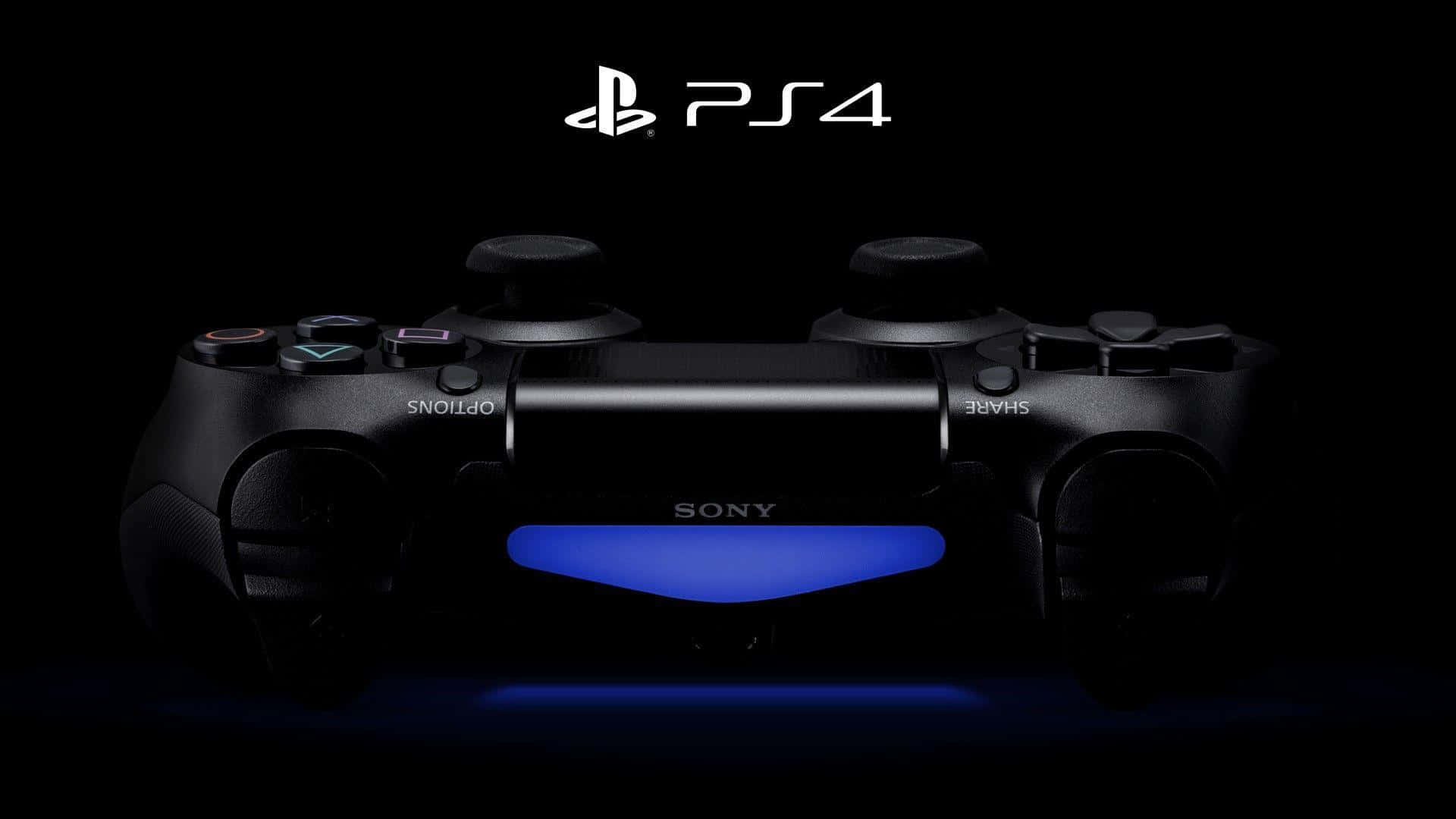 Cool Ps4 With Black Controller With Sony Logo Background