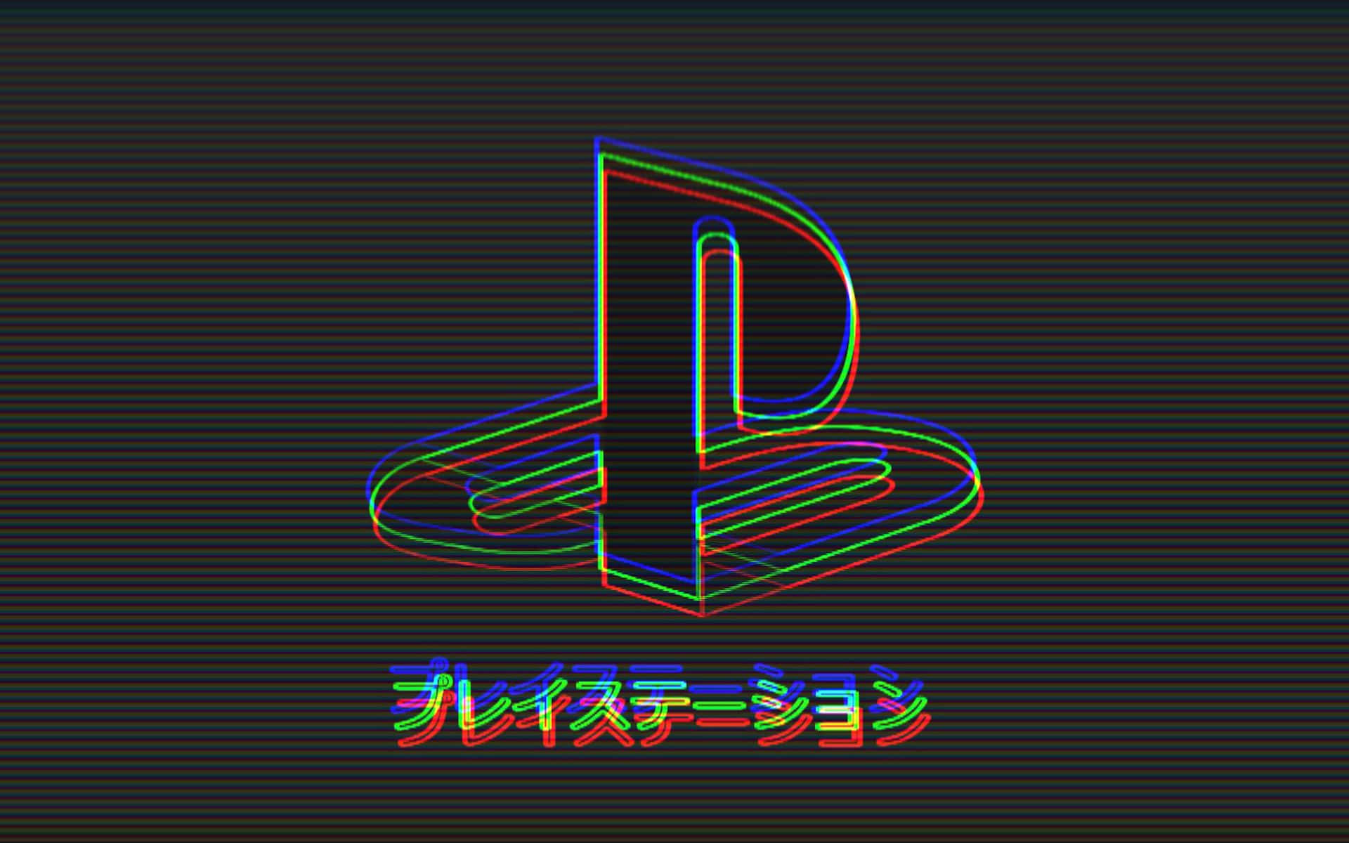 Cool Ps4 With Logo In Japanese With Colored Lines Background