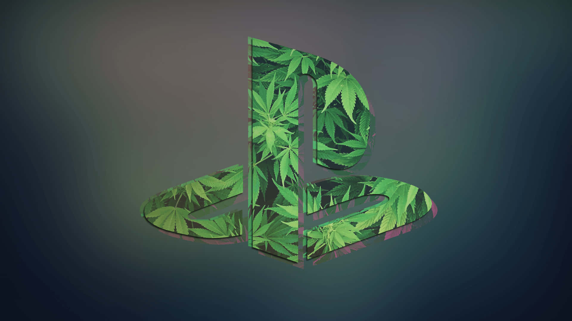 Cool Ps4 With Many Weed Plants Designed Inside Logo Background