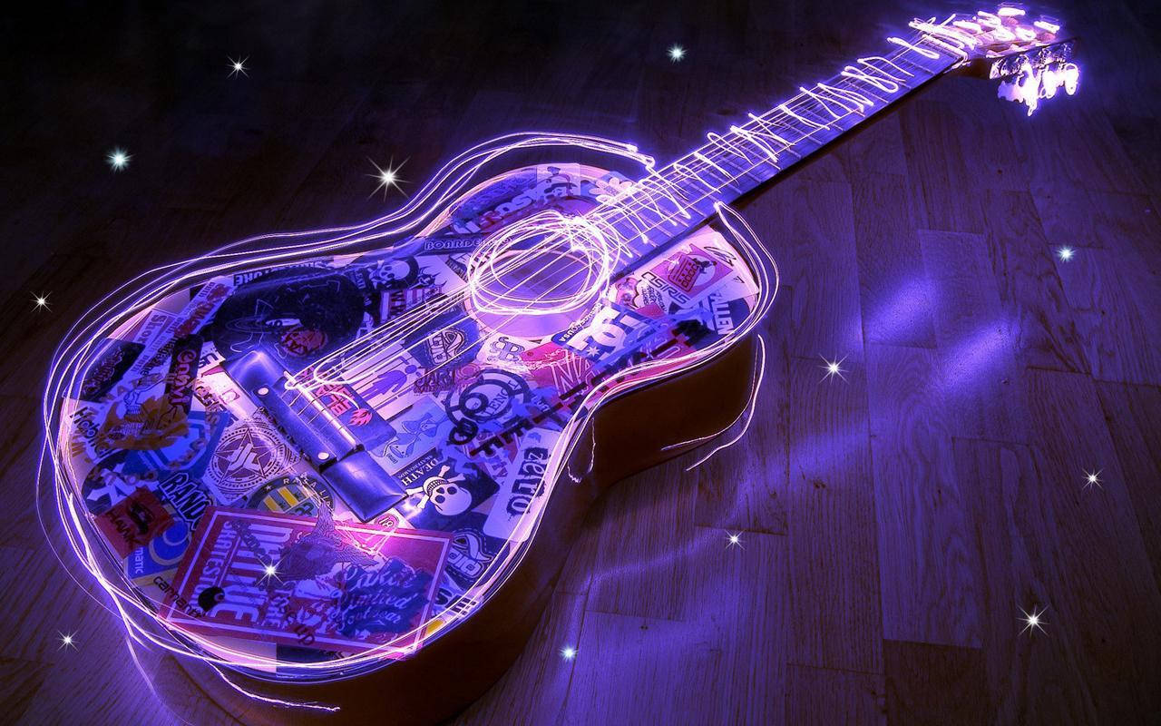 Cool Purple Guitar Live Background