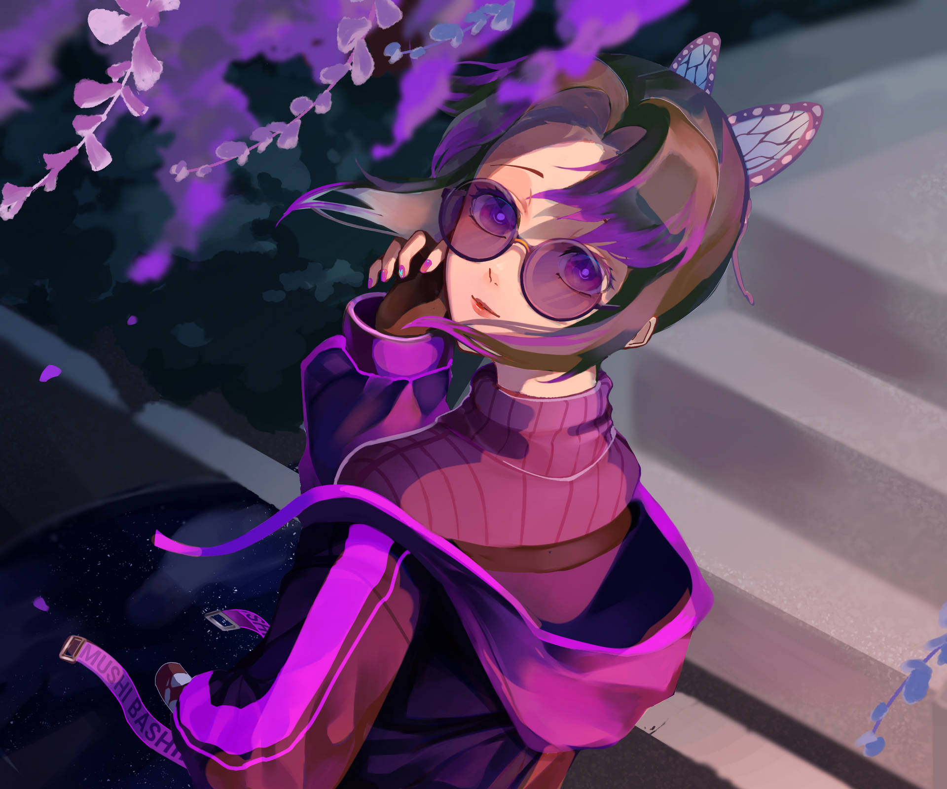 Cool Purple Shinobu Background