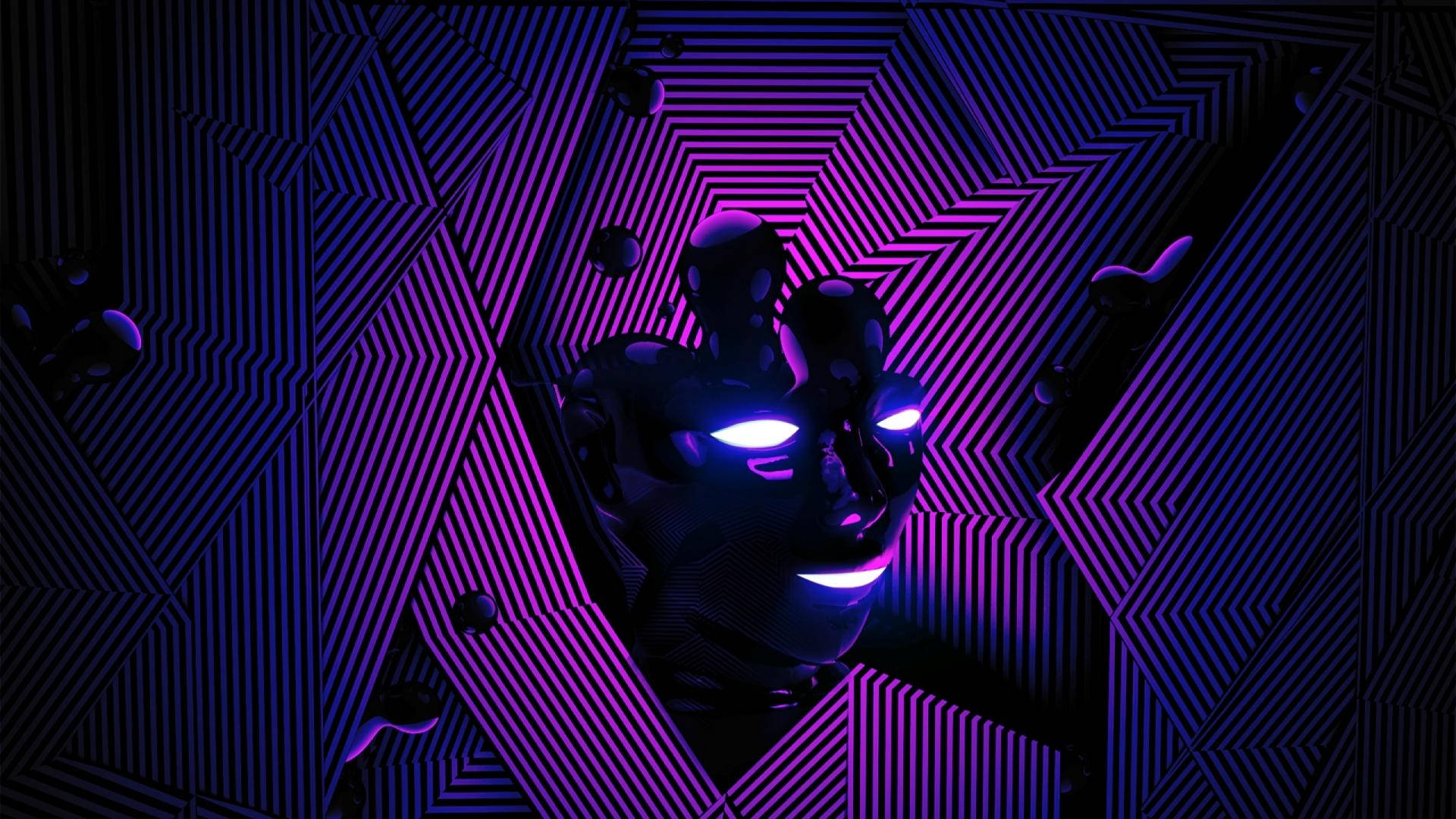 Cool Purple-themed Robot Face Background