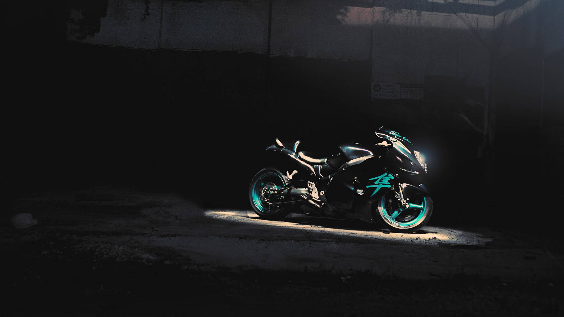 Cool Racing Hayabusa Bike In The Dark Background