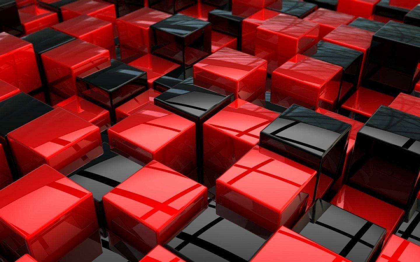 Cool Red And Black 3d Blocks Background