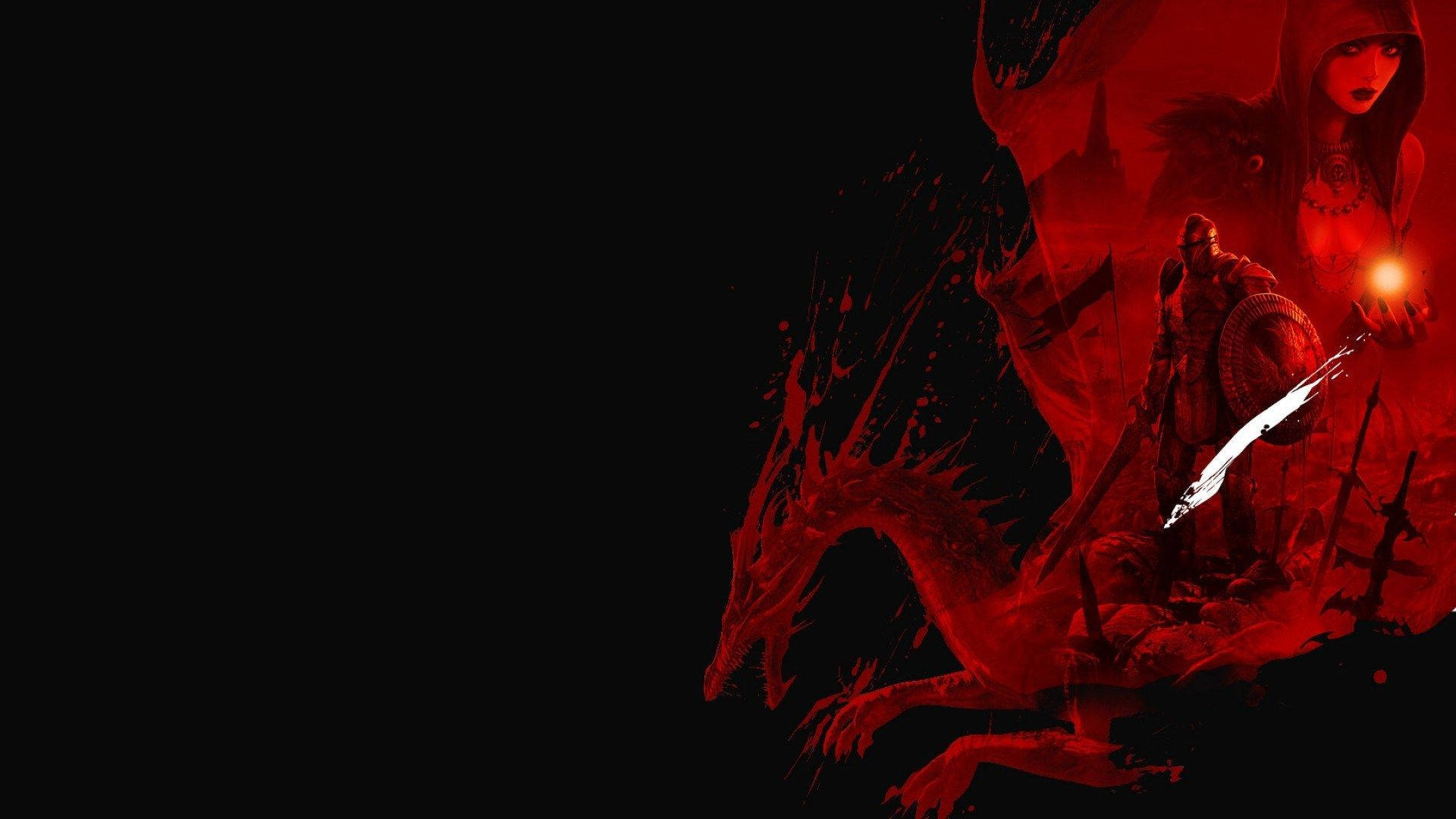 Cool Red And Black Dragon Warrior Background