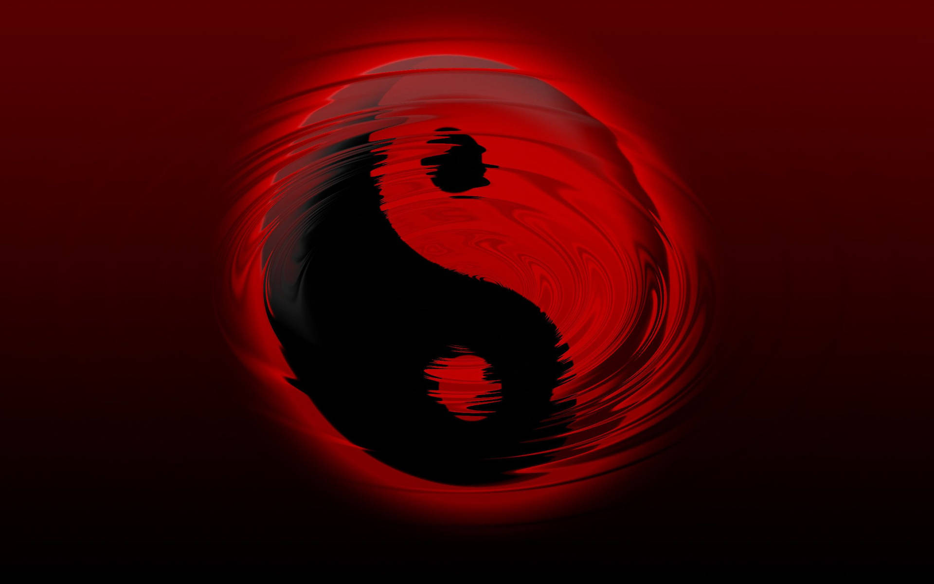 Cool Red Black Yin Yang Background