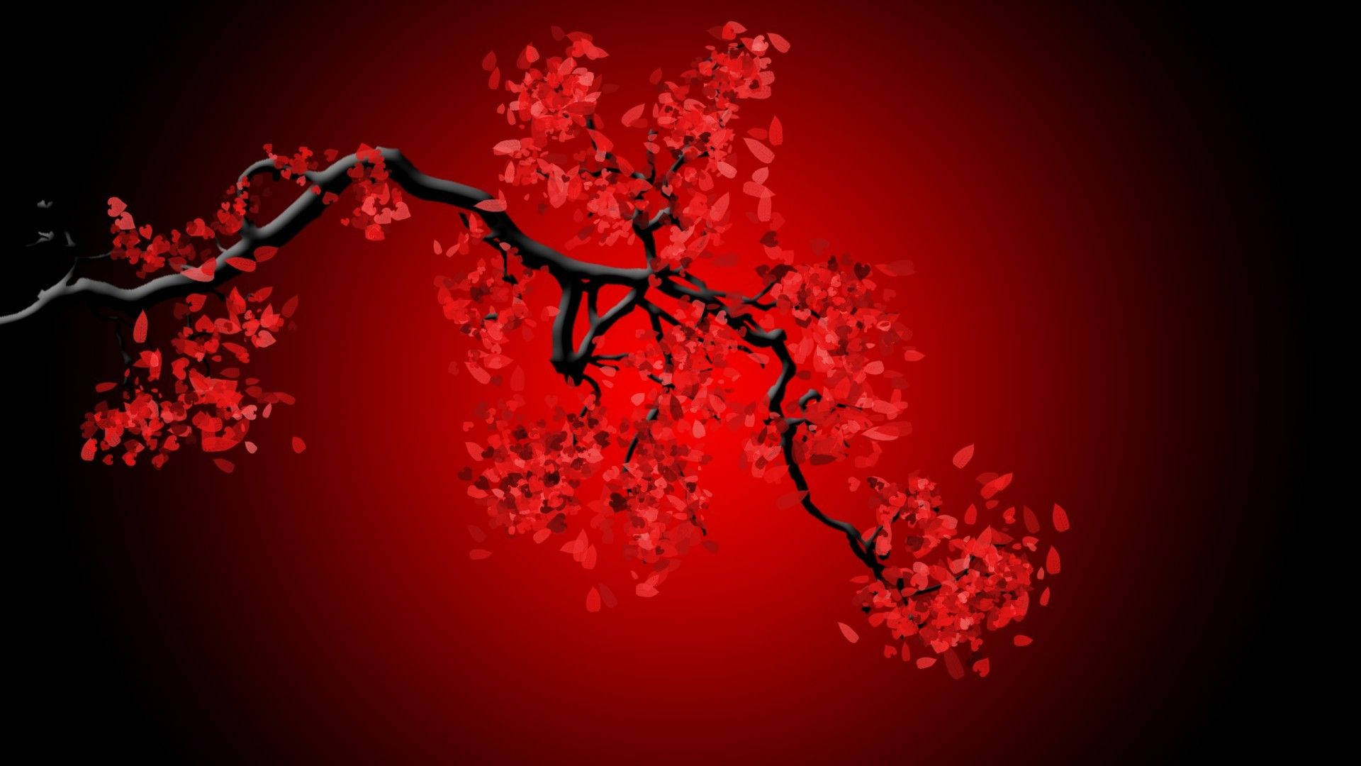 Cool Red Cherry Blossom Background
