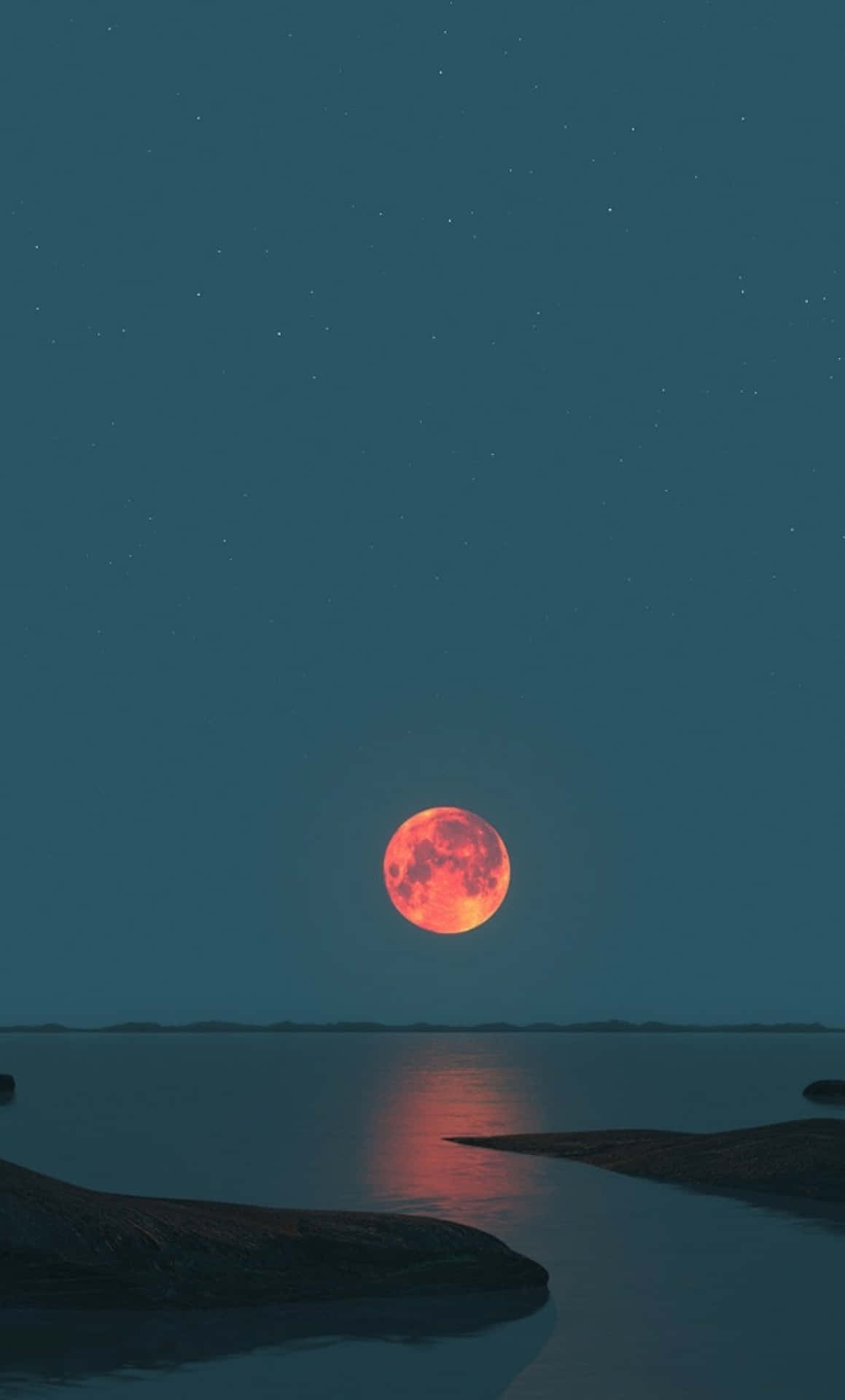 Cool Red Moon In Sky Background