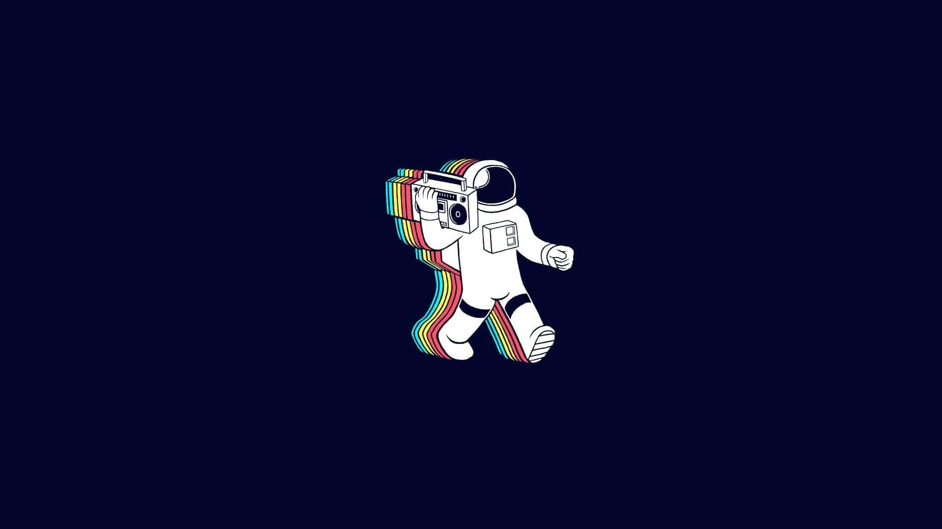 Cool Retro Astronaut Walking Background