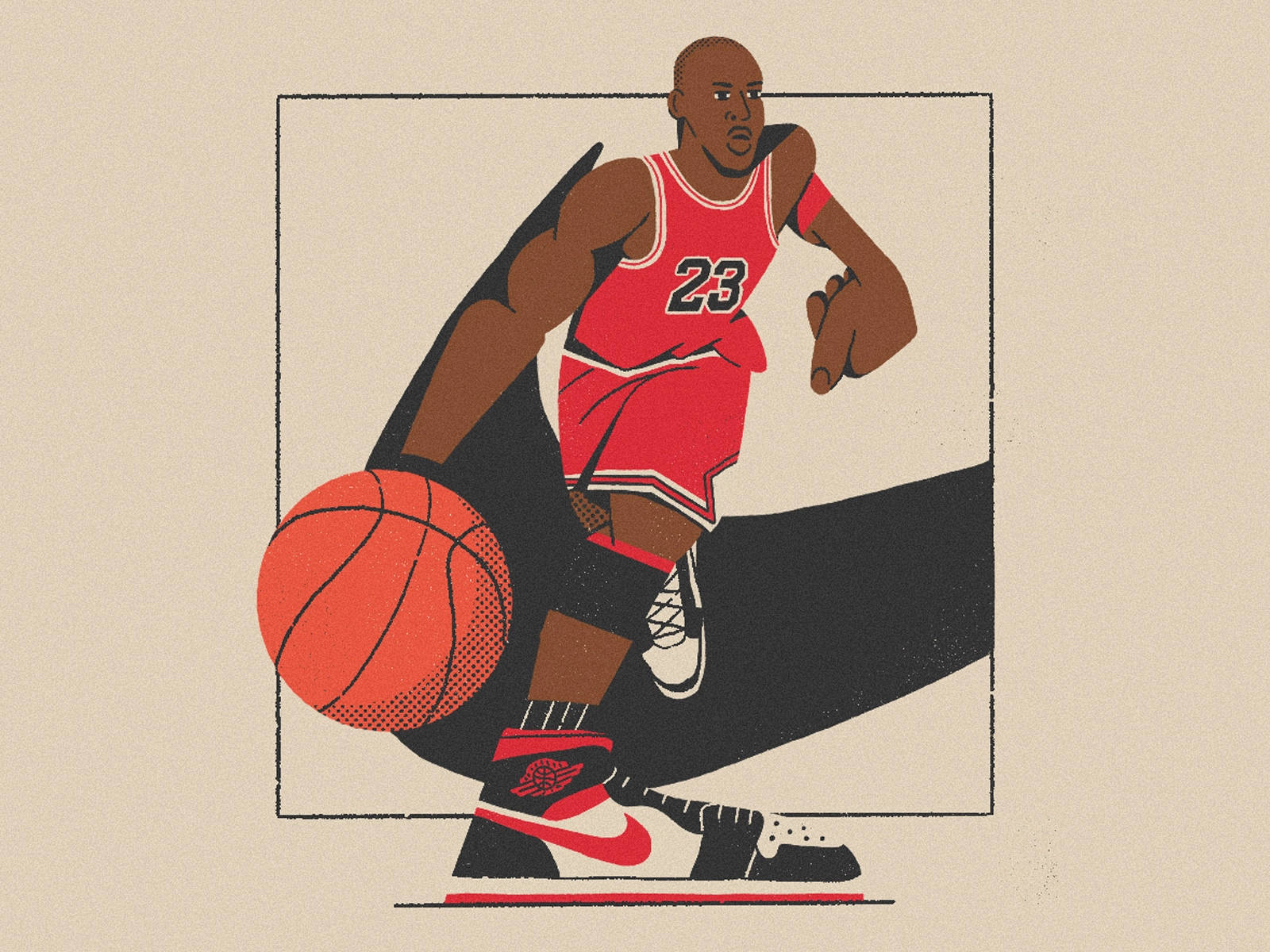 Cool Retro Style Dribbling Michael Jordan Background