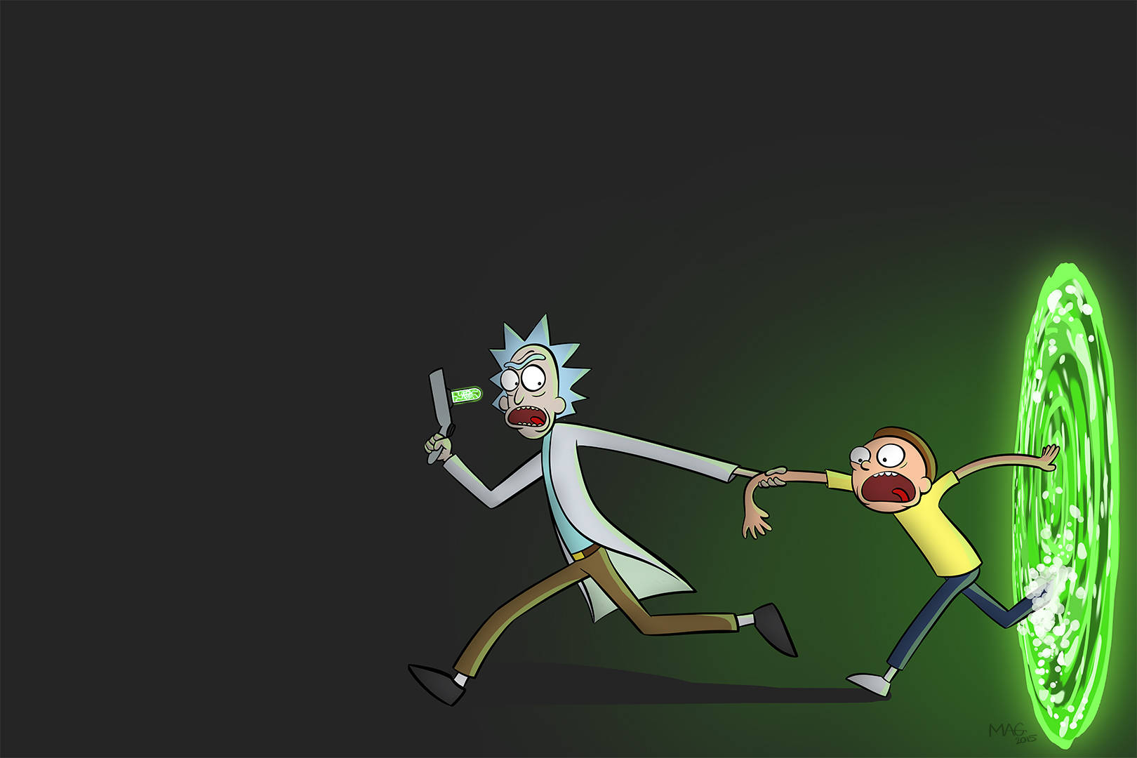 Cool Rick And Morty Escaping Portal Background