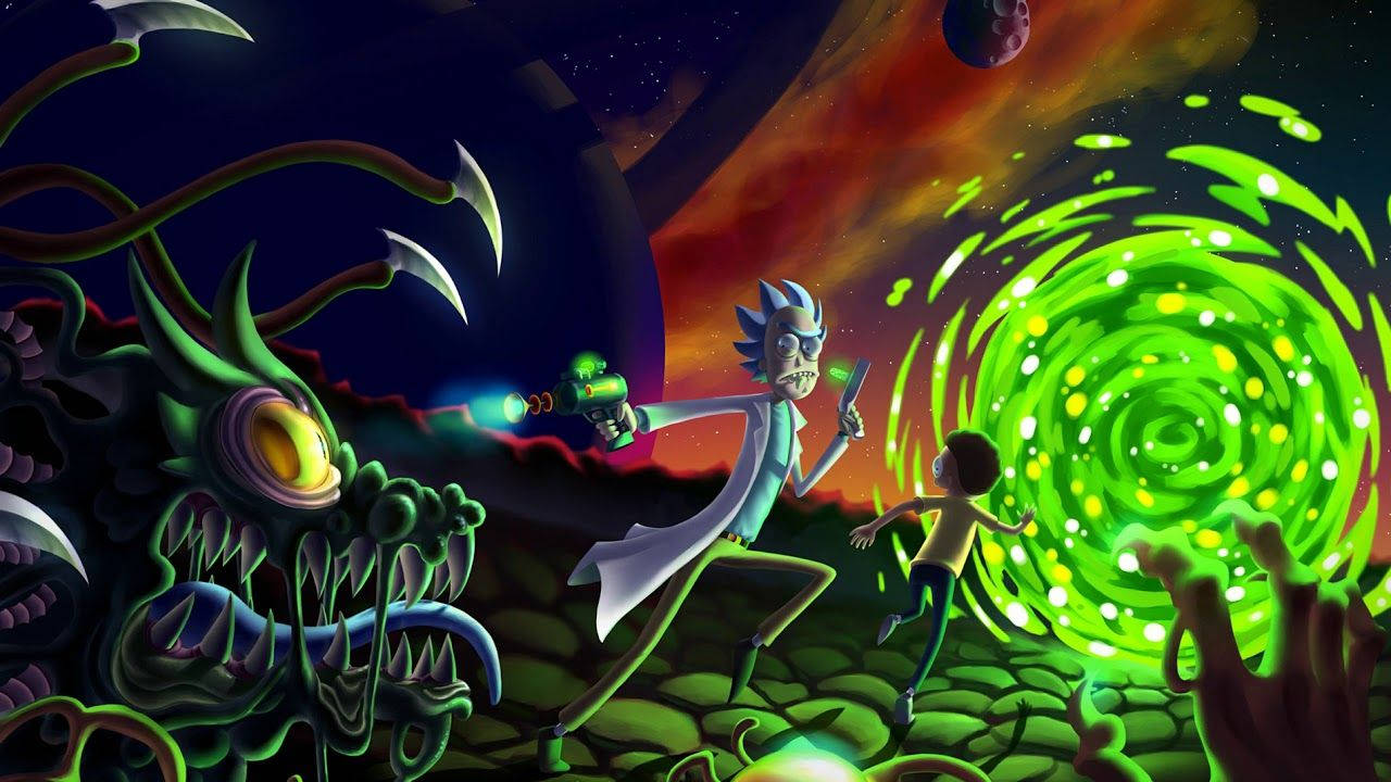 Cool Rick And Morty Escaping Background