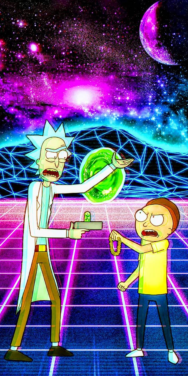 Cool Rick And Morty In Retro Style Background
