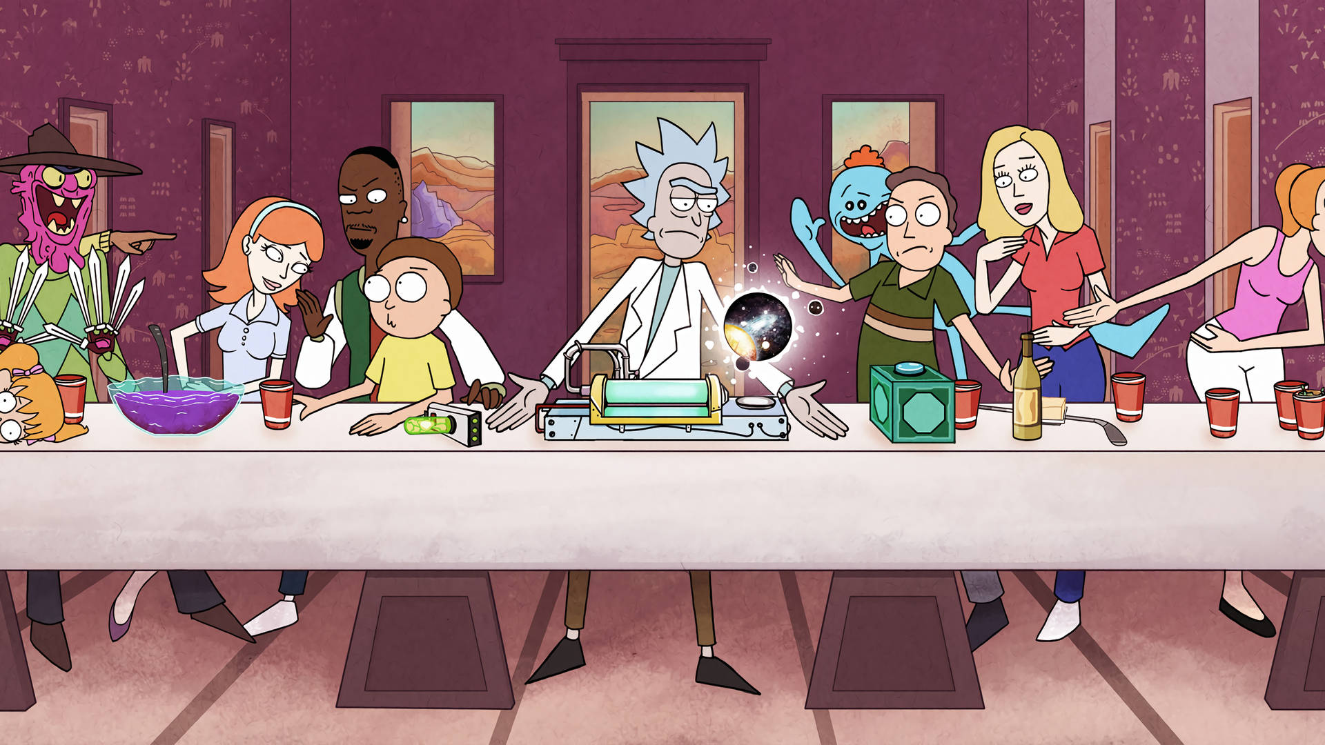 Cool Rick And Morty Last Supper Background