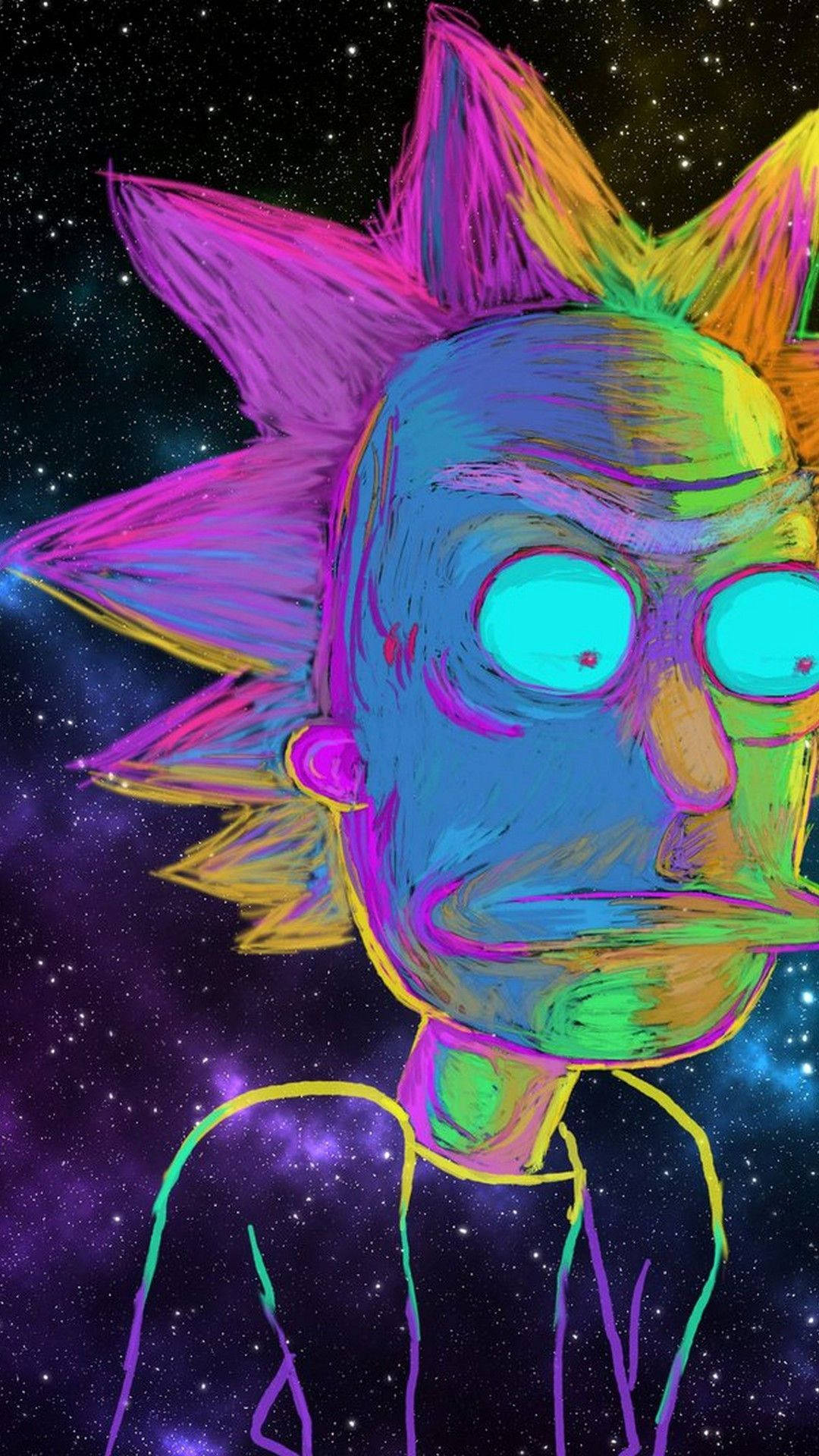Cool Rick And Morty Neon Portrait Background