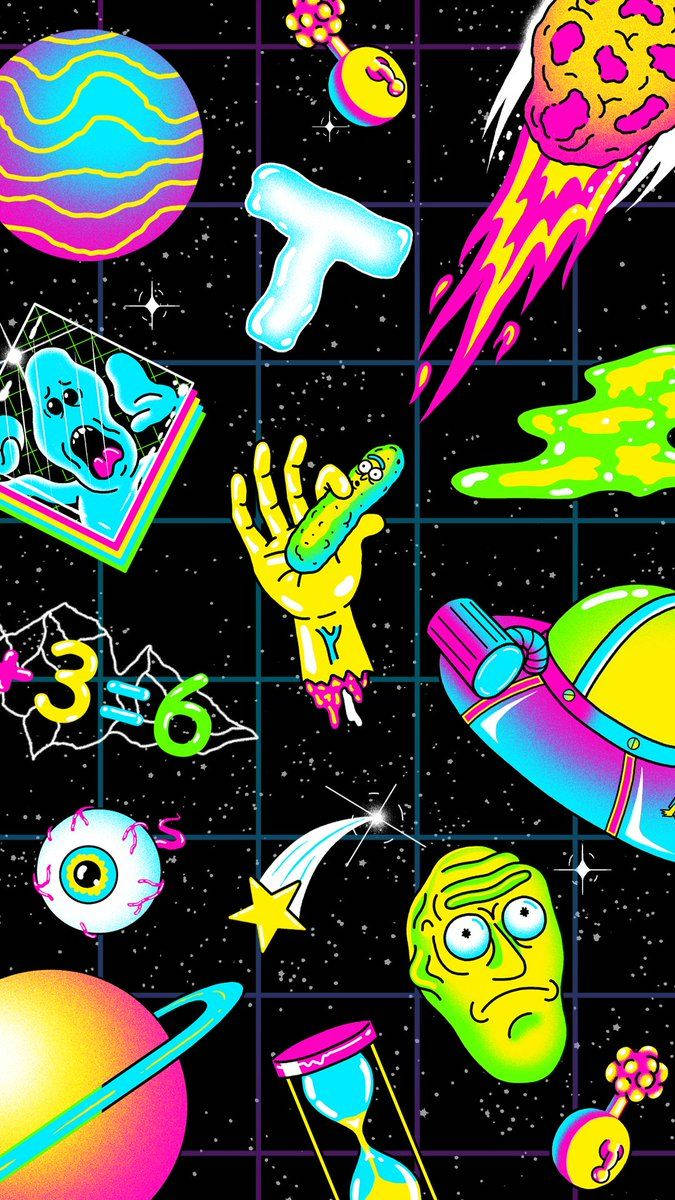 Cool Rick And Morty Retro Art Background